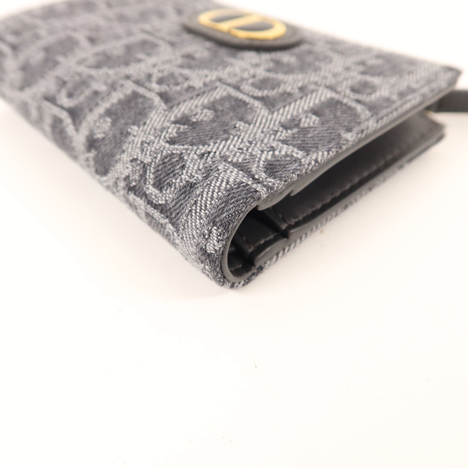 Dior 牛仔布料30 Montaigne Dahlia Bifold Wallet金扣錢包