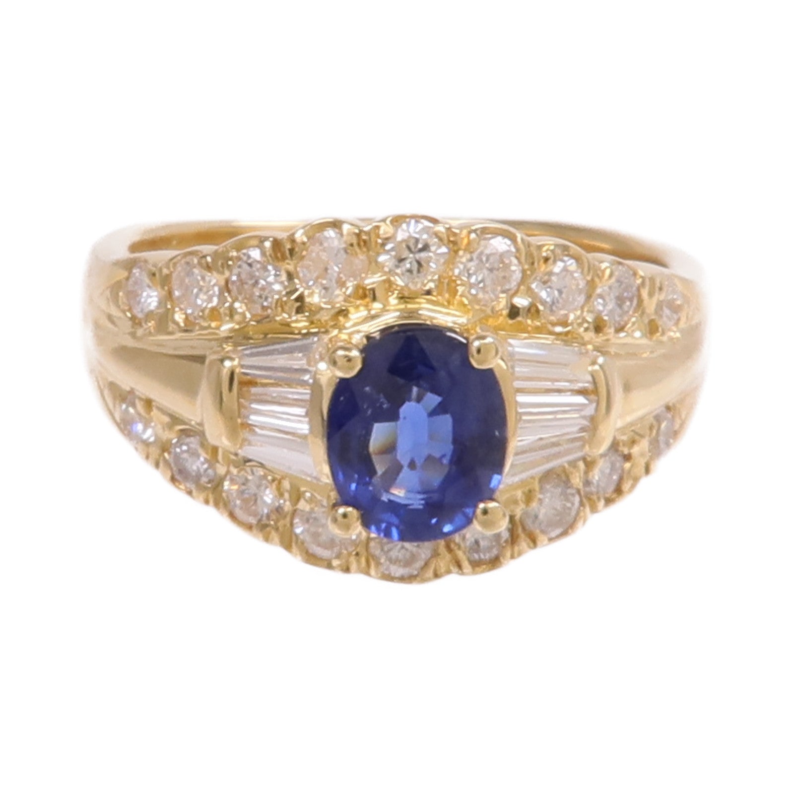 JEWELRY 【激減優惠】18K黃金Sapphire Diamond Ring藍寶石/鑽石戒指US#5.75