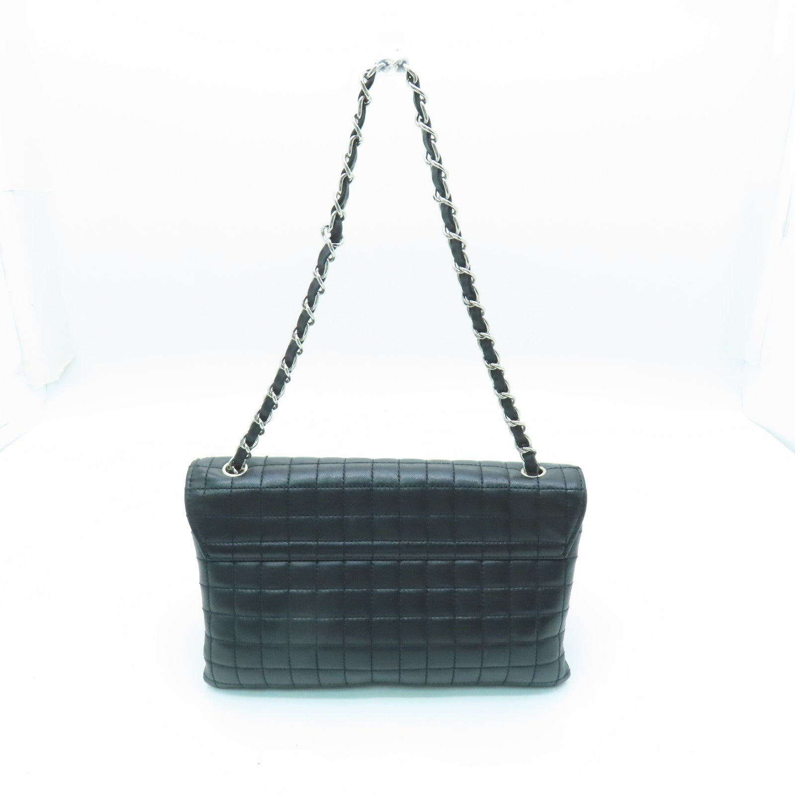 CHANEL 【清倉大減價】牛皮皮革Chain Shoulder Bag銀扣鏈帶肩背袋黑色