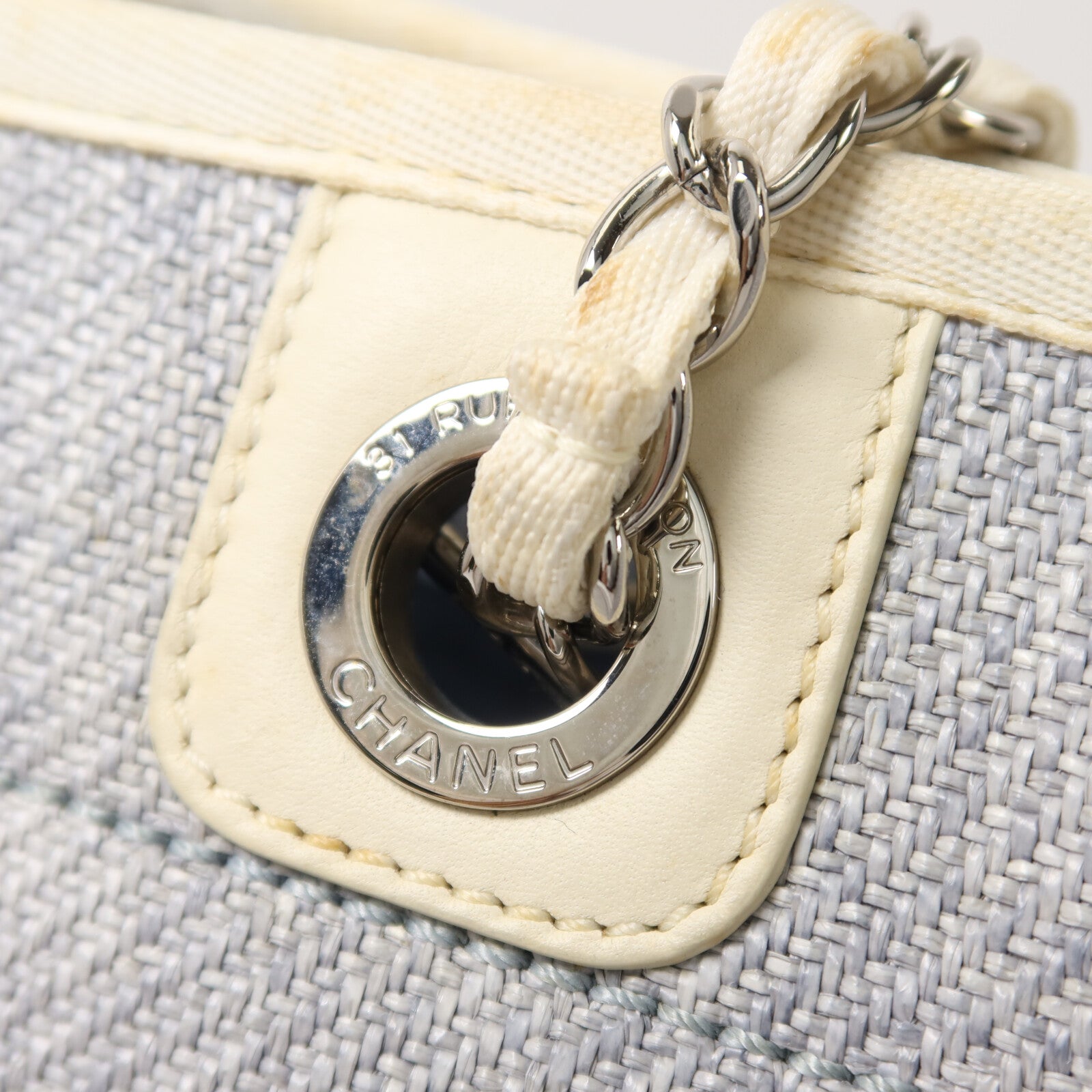CHANEL Raffia Deauville Medium鏈帶手挽袋