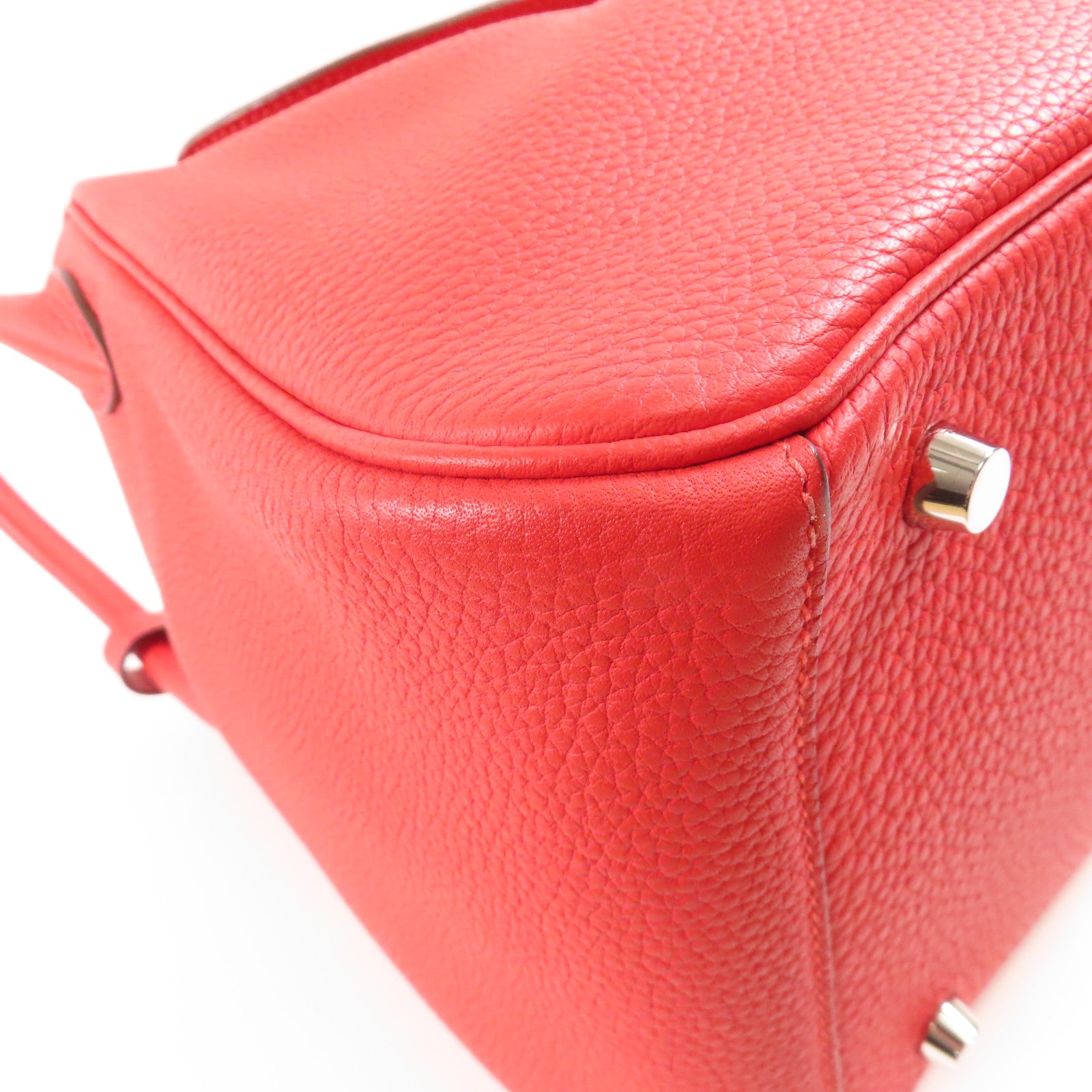 HERMES Clemence皮革Lindy 30銀扣手挽肩背兩用袋Rouge de Coeur