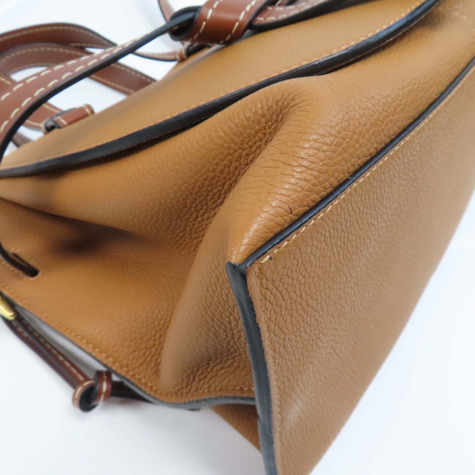 LOEWE 牛皮皮革Gate Top Handle金扣手挽肩背兩用袋啡色