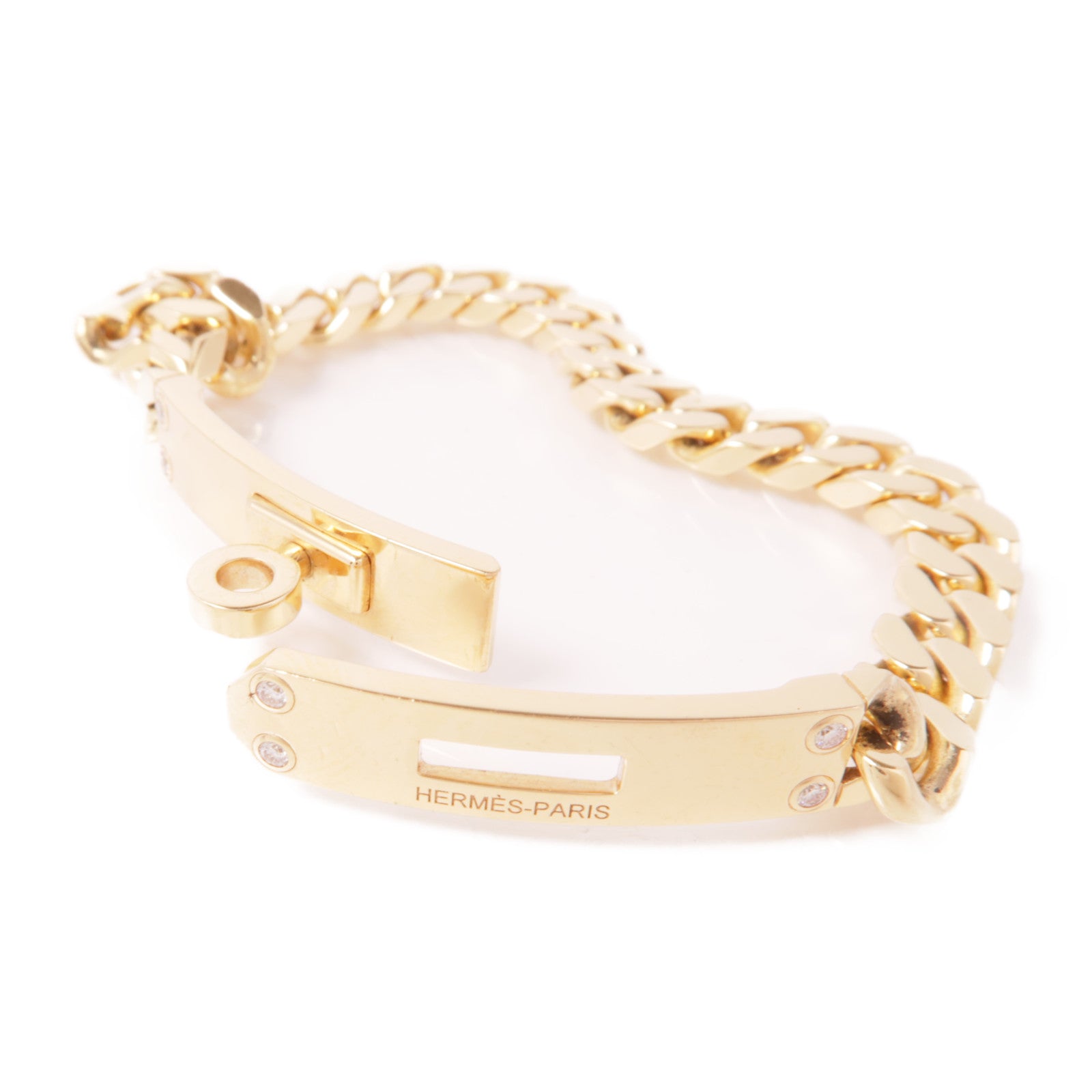 HERMES【激減優惠】 18K玫瑰金Kelly Gourmette鑽石手鐲