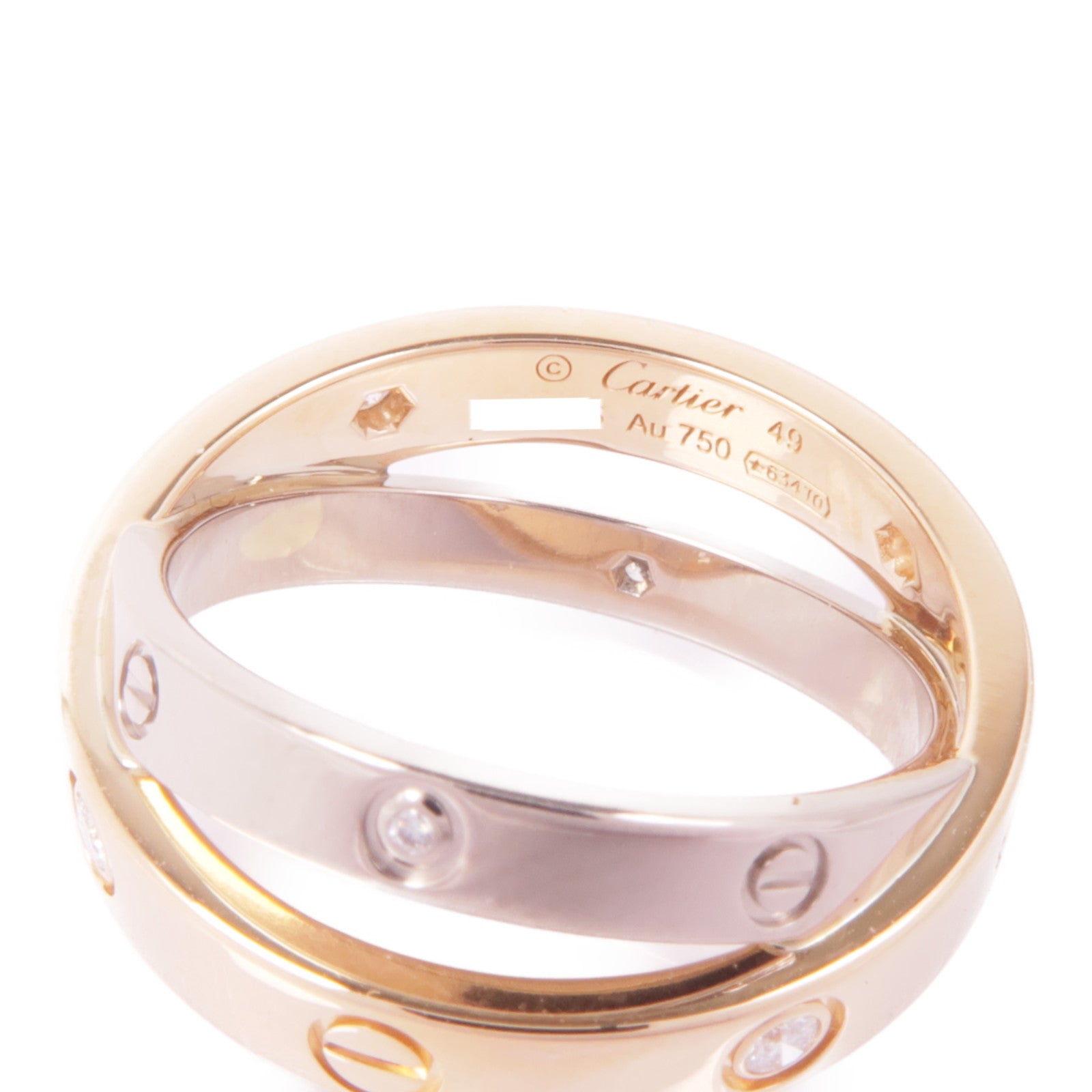 CARTIER 【激減優惠】18K白金/玫瑰金Love Ring 6 Diamonds鑽石戒指Cartier#49/US#5.25