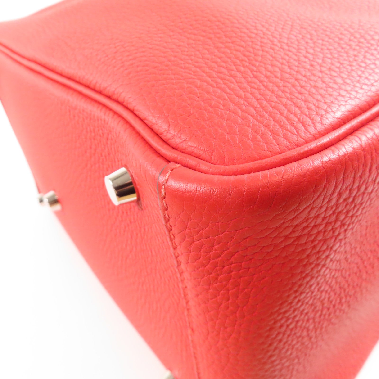 HERMES Clemence皮革Lindy 30銀扣手挽肩背兩用袋Rouge de Coeur