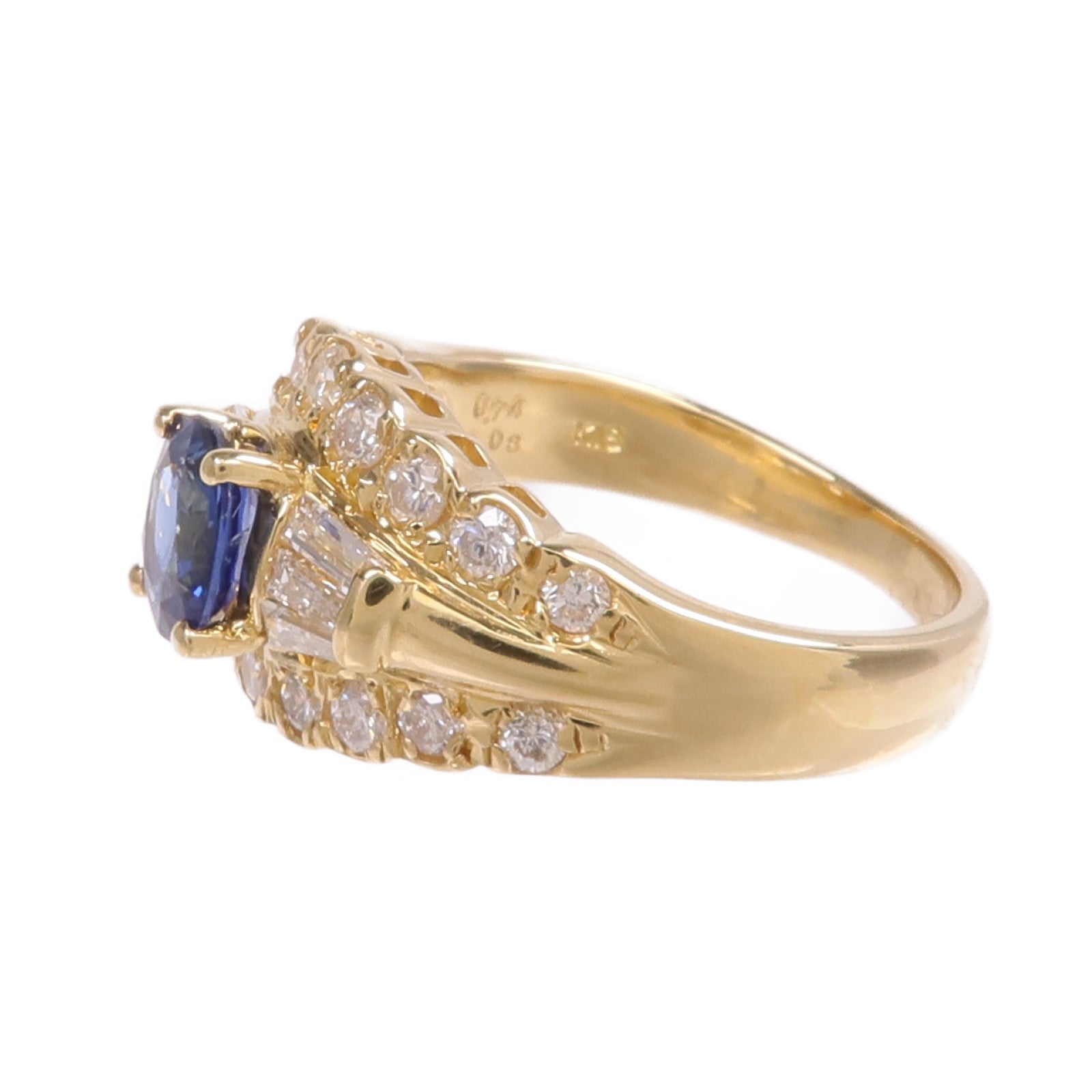 JEWELRY 【激減優惠】18K黃金Sapphire Diamond Ring藍寶石/鑽石戒指US#5.75