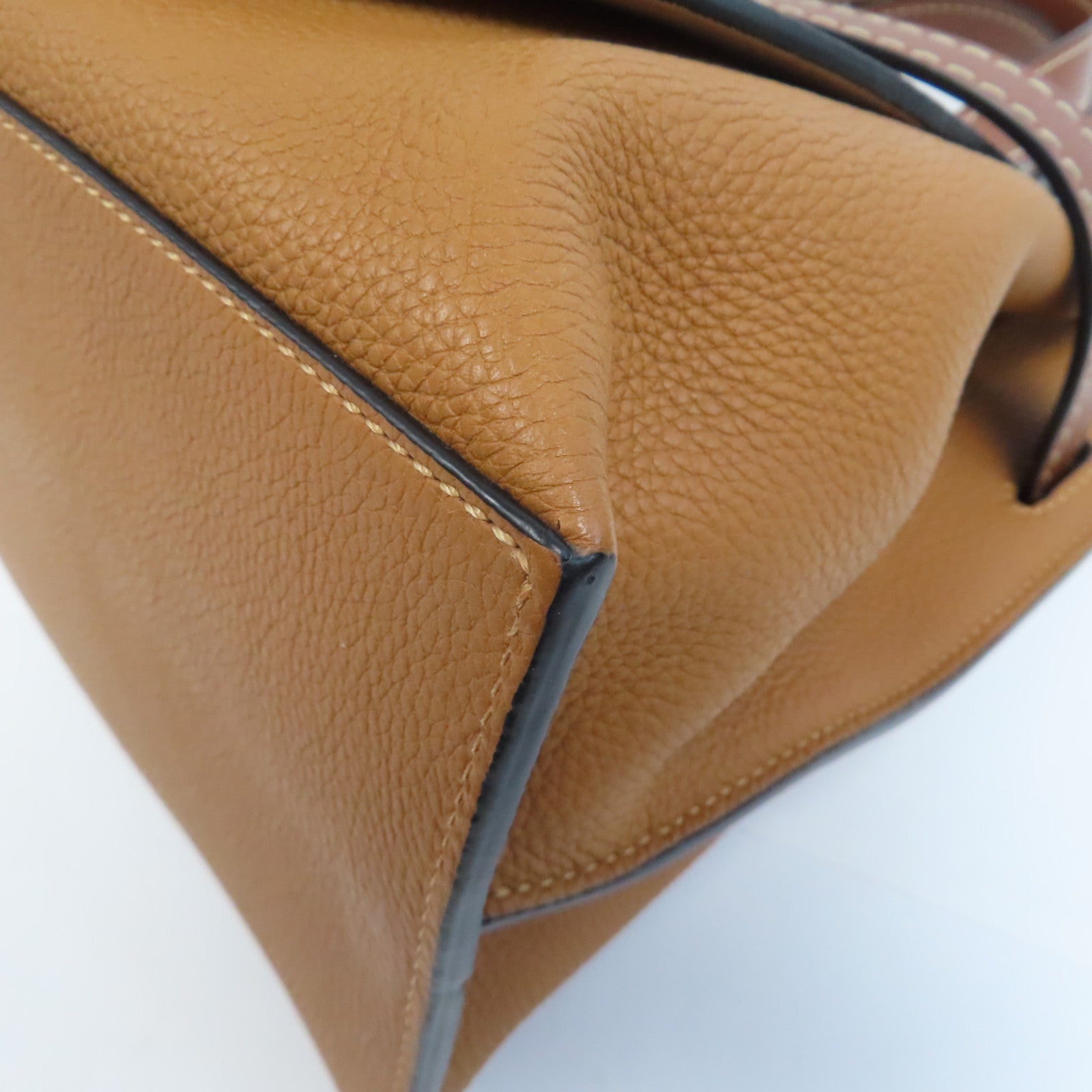 LOEWE 牛皮皮革Gate Top Handle金扣手挽肩背兩用袋啡色