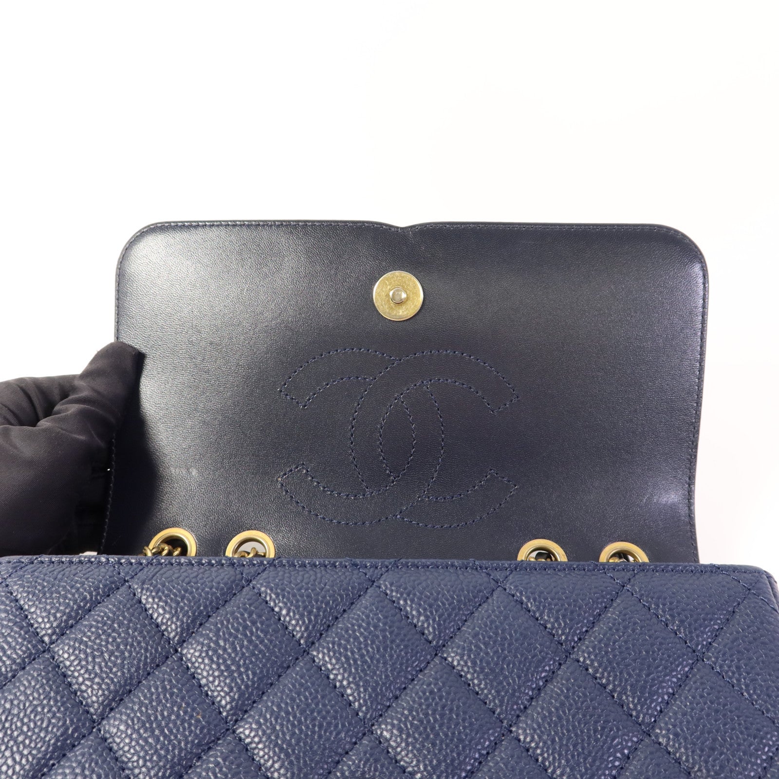 CHANEL 牛皮皮革Chain Shoulder Bag金扣鏈帶肩背袋