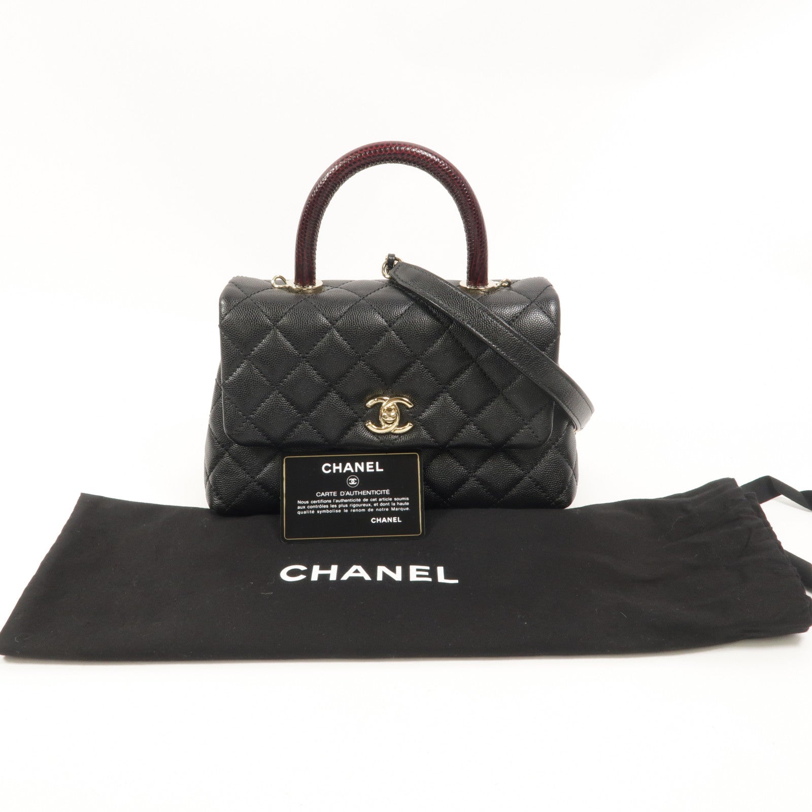 CHANEL 牛皮皮革Coco Handle Small鏈帶手挽肩背兩用袋