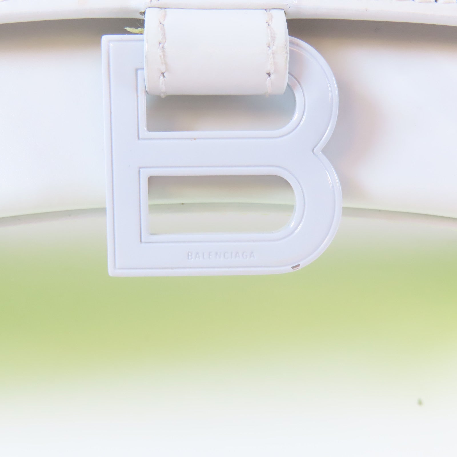 BALENCIAGA 牛皮皮革Hourglass銀扣手挽肩背兩用袋白色