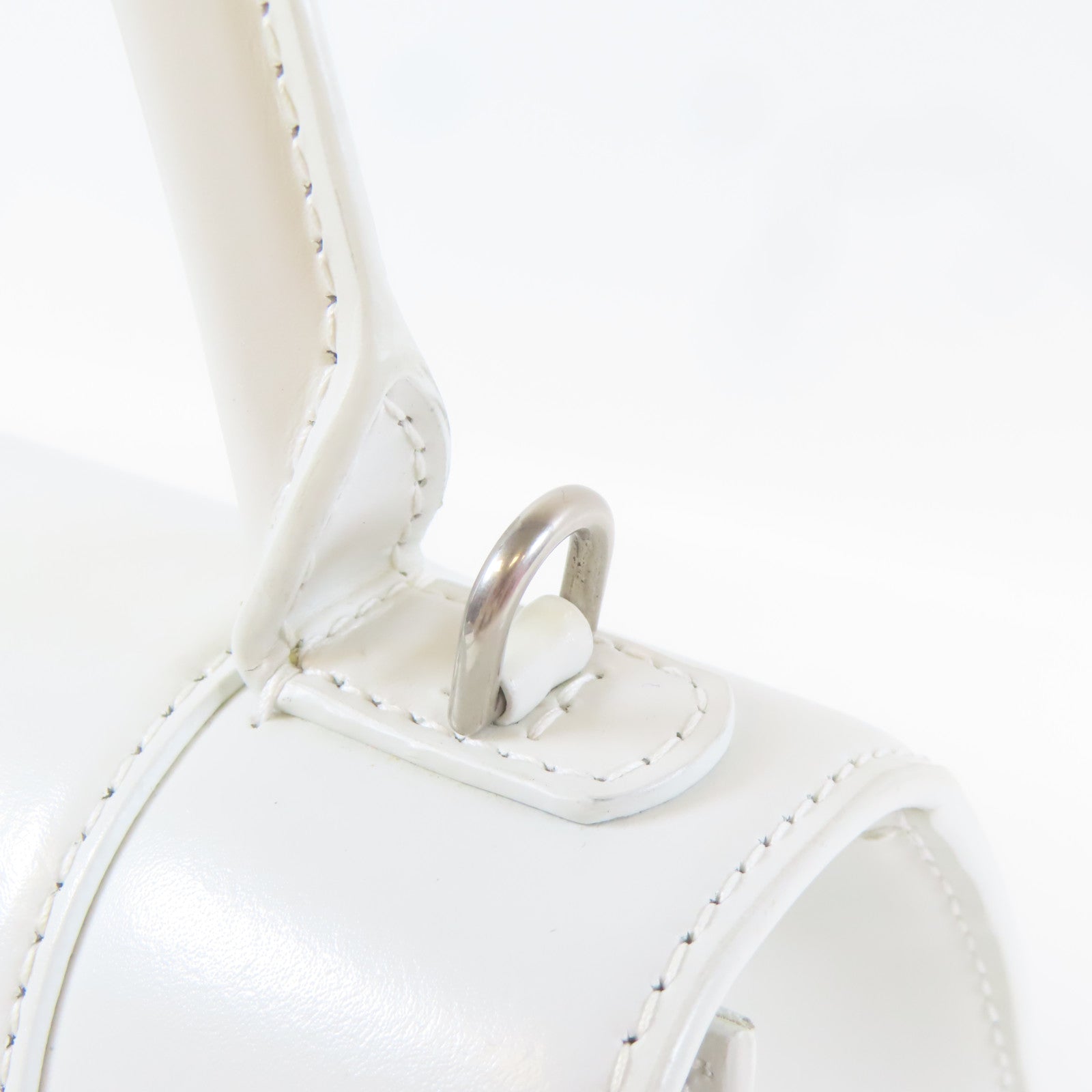 BALENCIAGA 牛皮皮革Hourglass銀扣手挽肩背兩用袋白色
