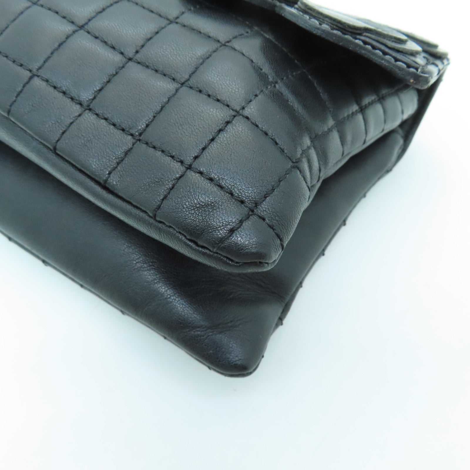 CHANEL 【清倉大減價】牛皮皮革Chain Shoulder Bag銀扣鏈帶肩背袋黑色