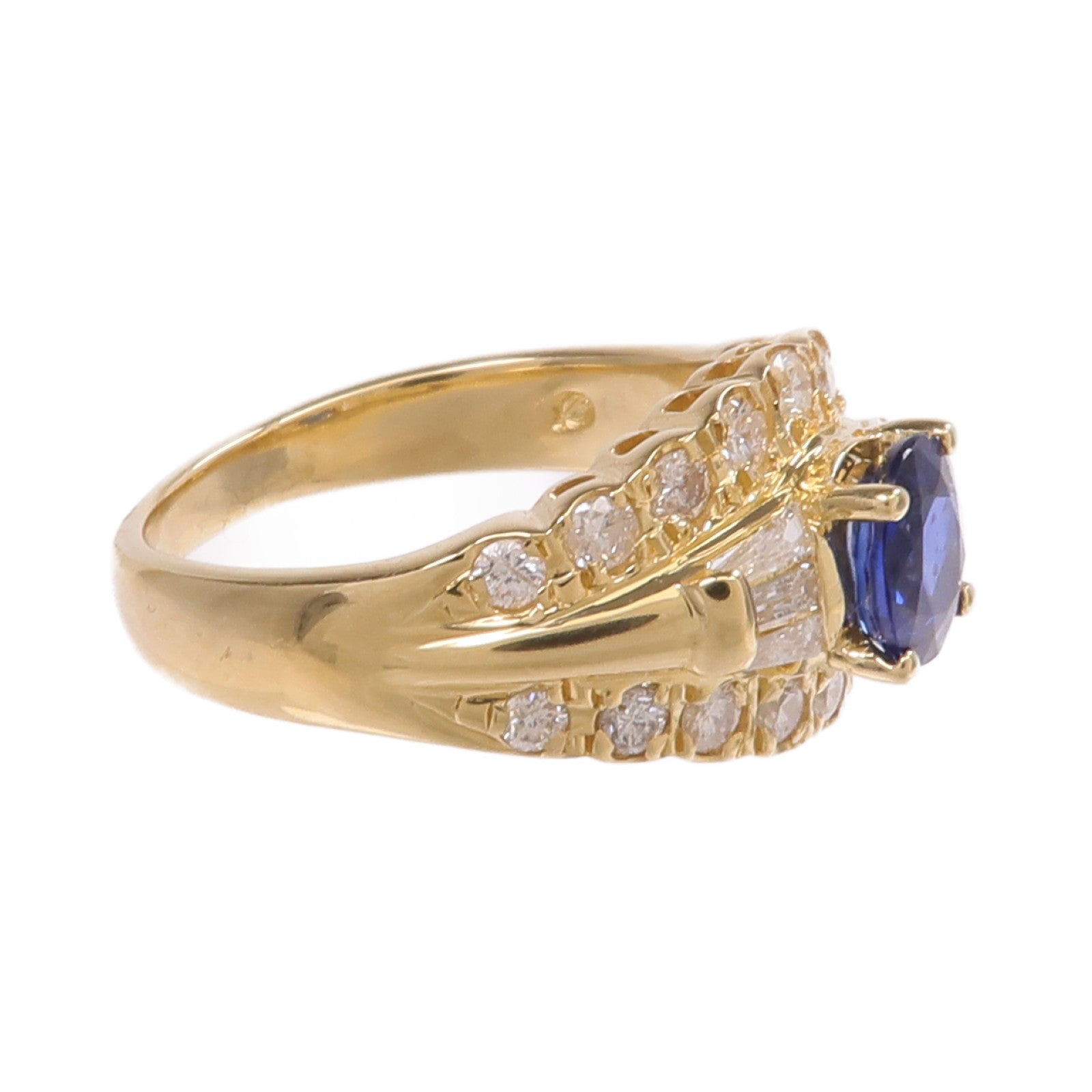 JEWELRY 【激減優惠】18K黃金Sapphire Diamond Ring藍寶石/鑽石戒指US#5.75