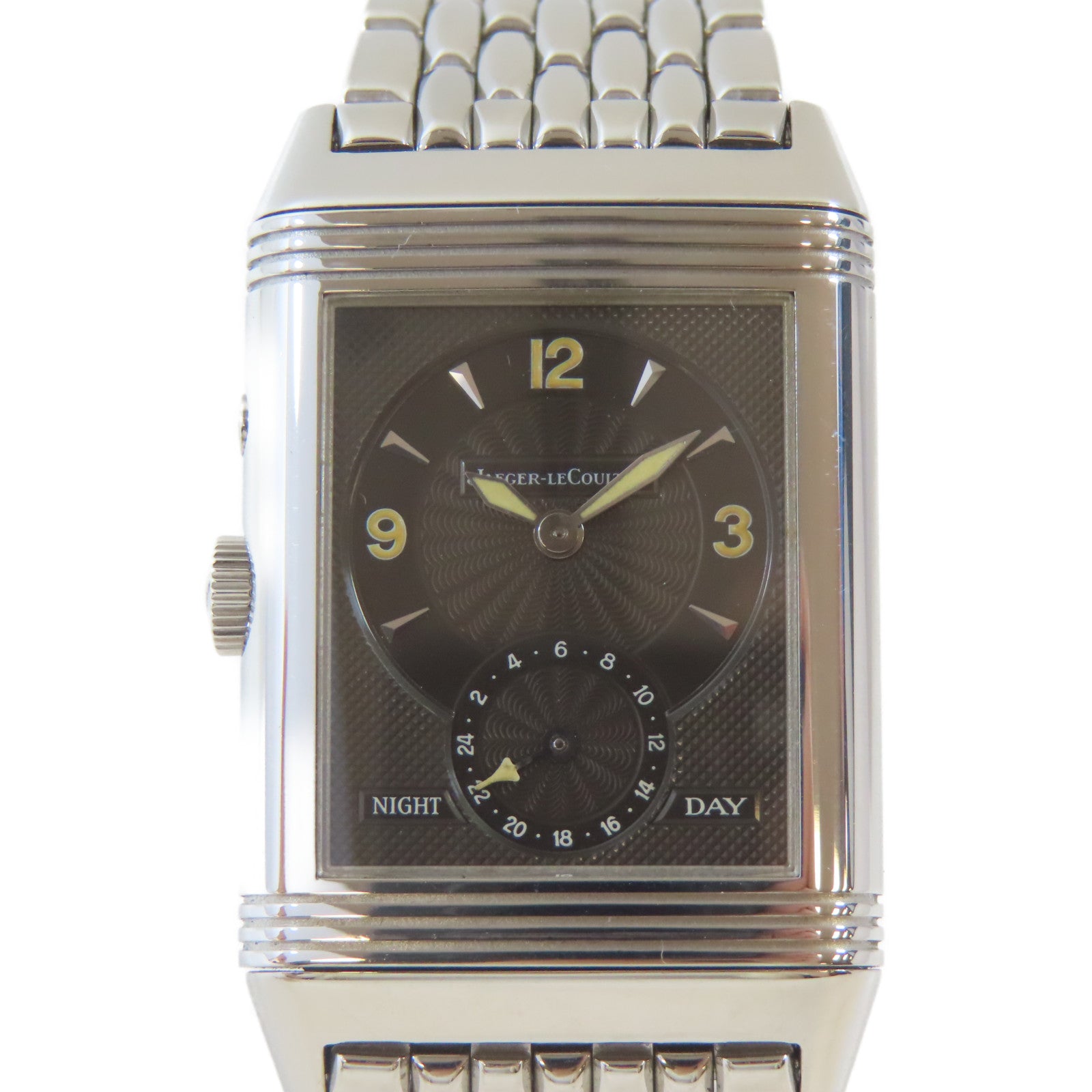 JAEGER-LECOULTRE Reverso不鏽鋼手錶自動機芯黑色/銀色#14.5cm