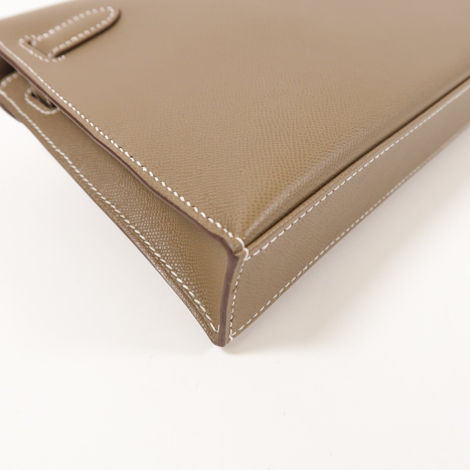 HERMES Veau Madame皮革Kelly Elan金扣肩背袋Etoupe