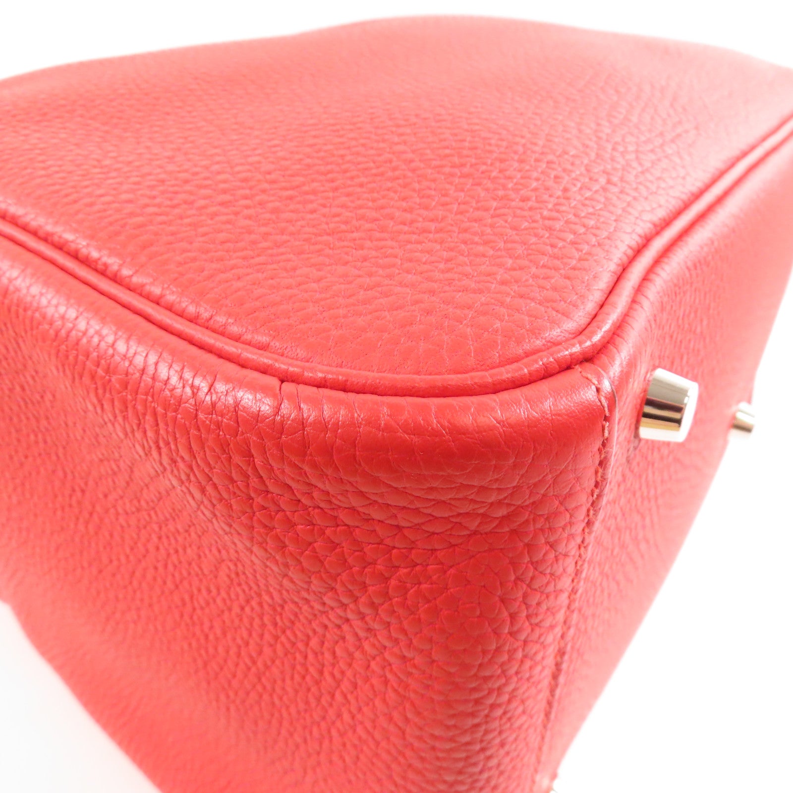 HERMES Clemence皮革Lindy 30銀扣手挽肩背兩用袋Rouge de Coeur