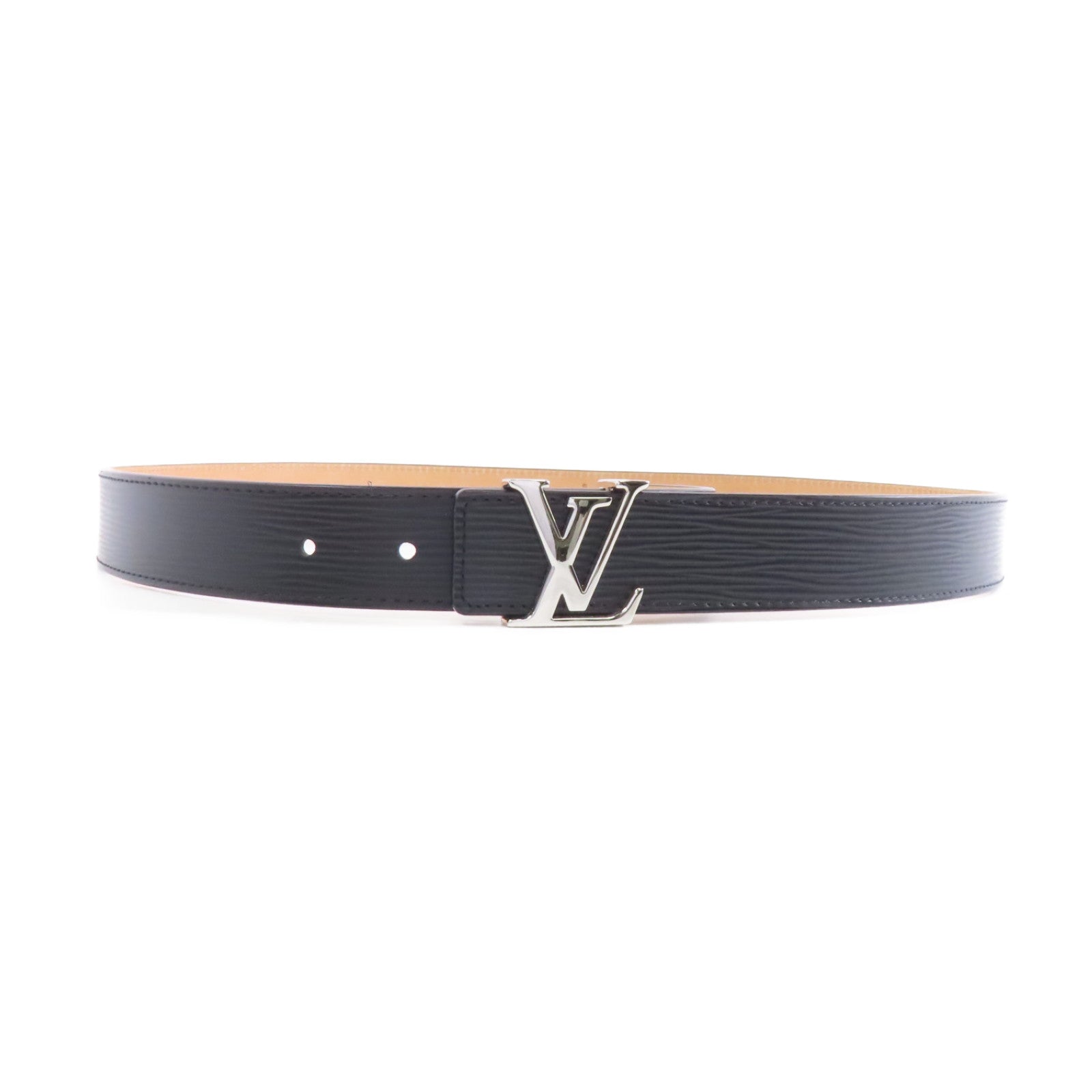 LOUIS VUITTON Epi Belt 90cm銀扣皮帶黑色
