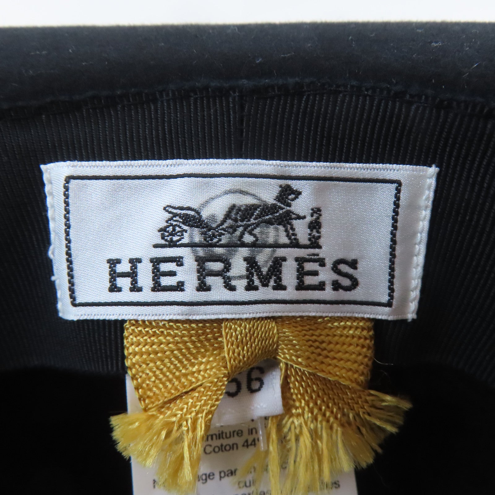 HERMES 兔毛/牛皮皮革Hat帽子黑色Hermes#56