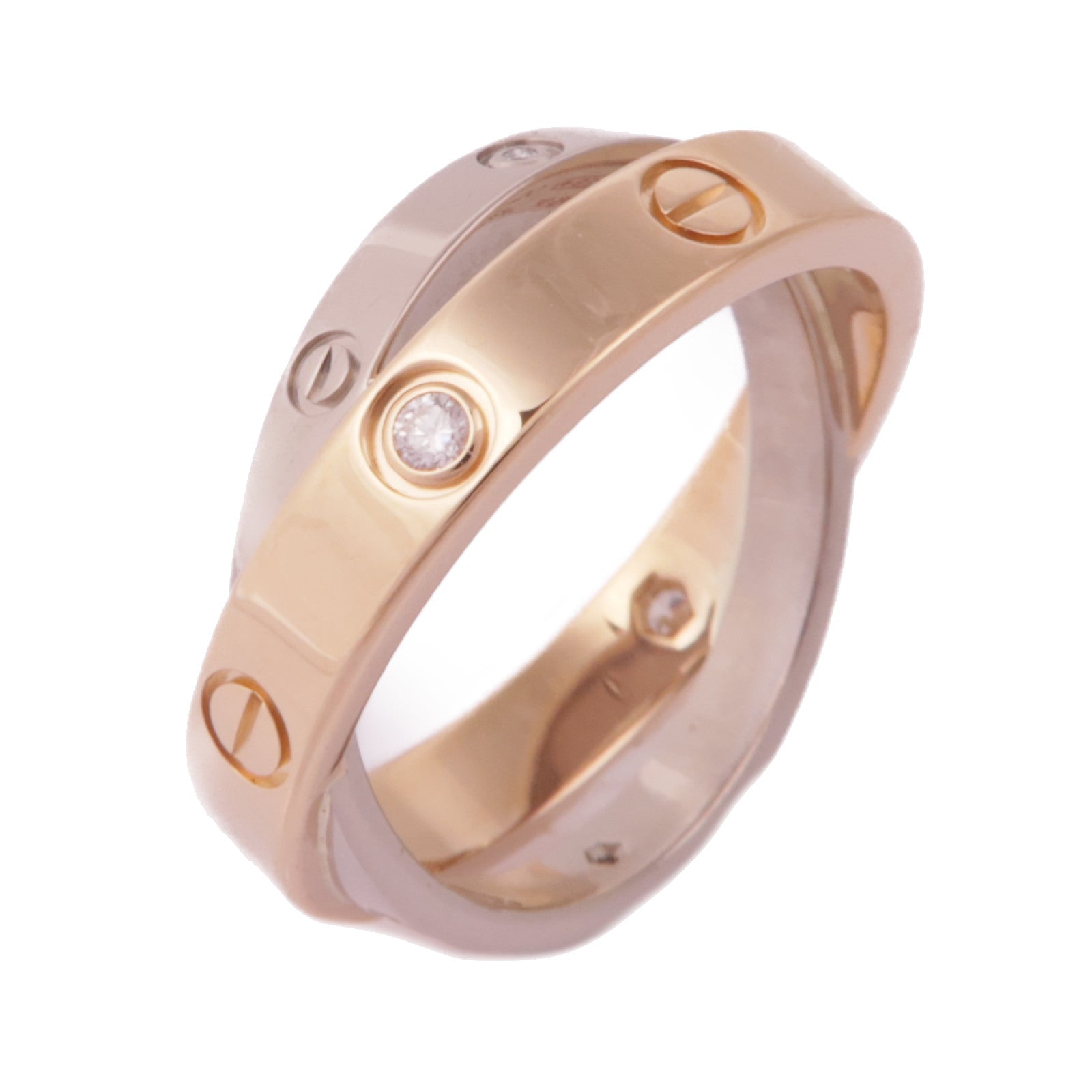 CARTIER 【激減優惠】18K白金/玫瑰金Love Ring 6 Diamonds鑽石戒指Cartier#49/US#5.25