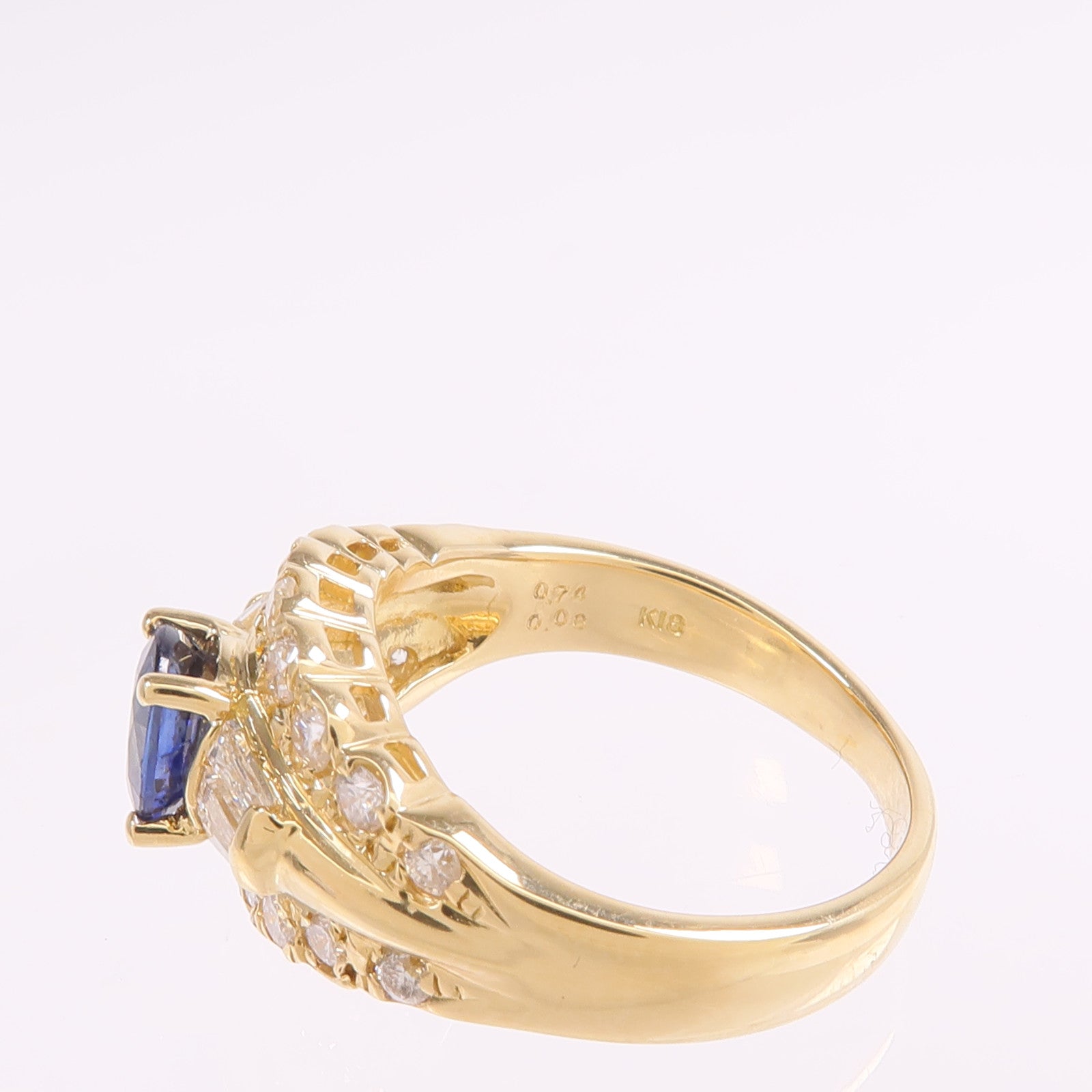 JEWELRY 【激減優惠】18K黃金Sapphire Diamond Ring藍寶石/鑽石戒指US#5.75