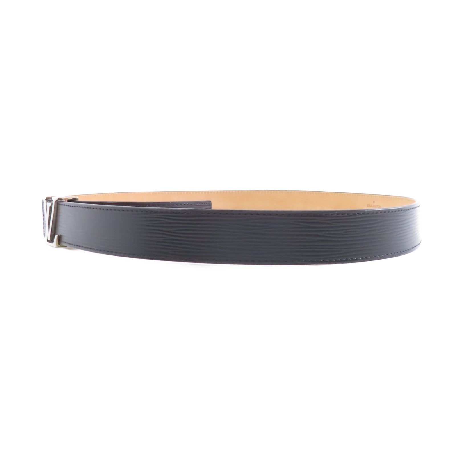 LOUIS VUITTON Epi Belt 90cm銀扣皮帶黑色