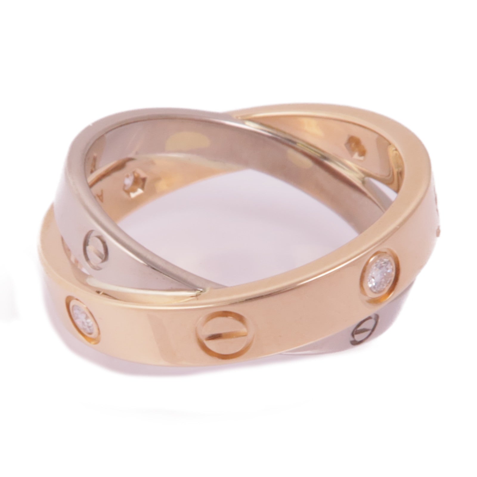 CARTIER 18K白金/玫瑰金Love Ring 6 Diamonds鑽石戒指Cartier#49/US#5.25