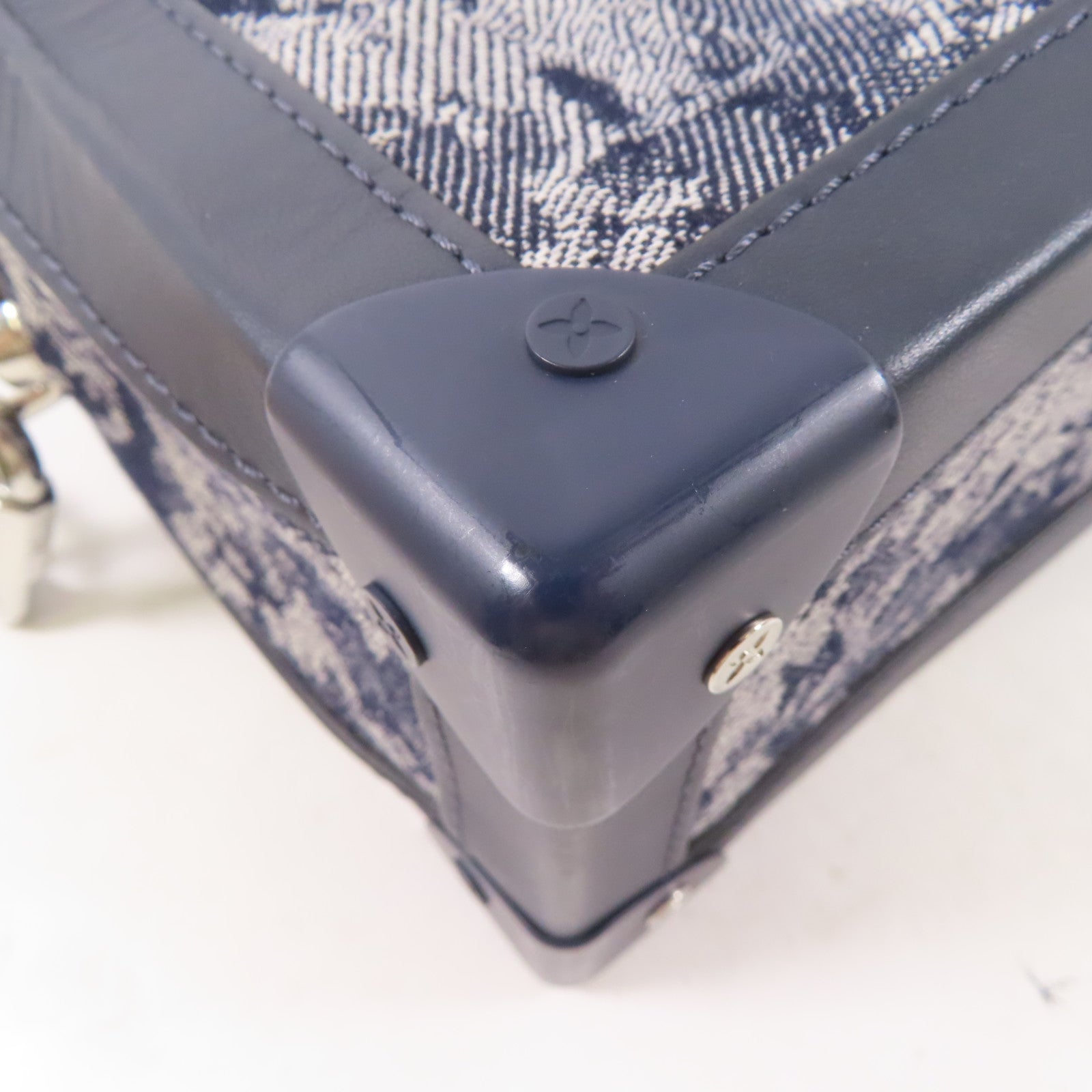 LOUIS VUITTON Monogram Tapestr Soft Trunk銀扣肩背袋藍色
