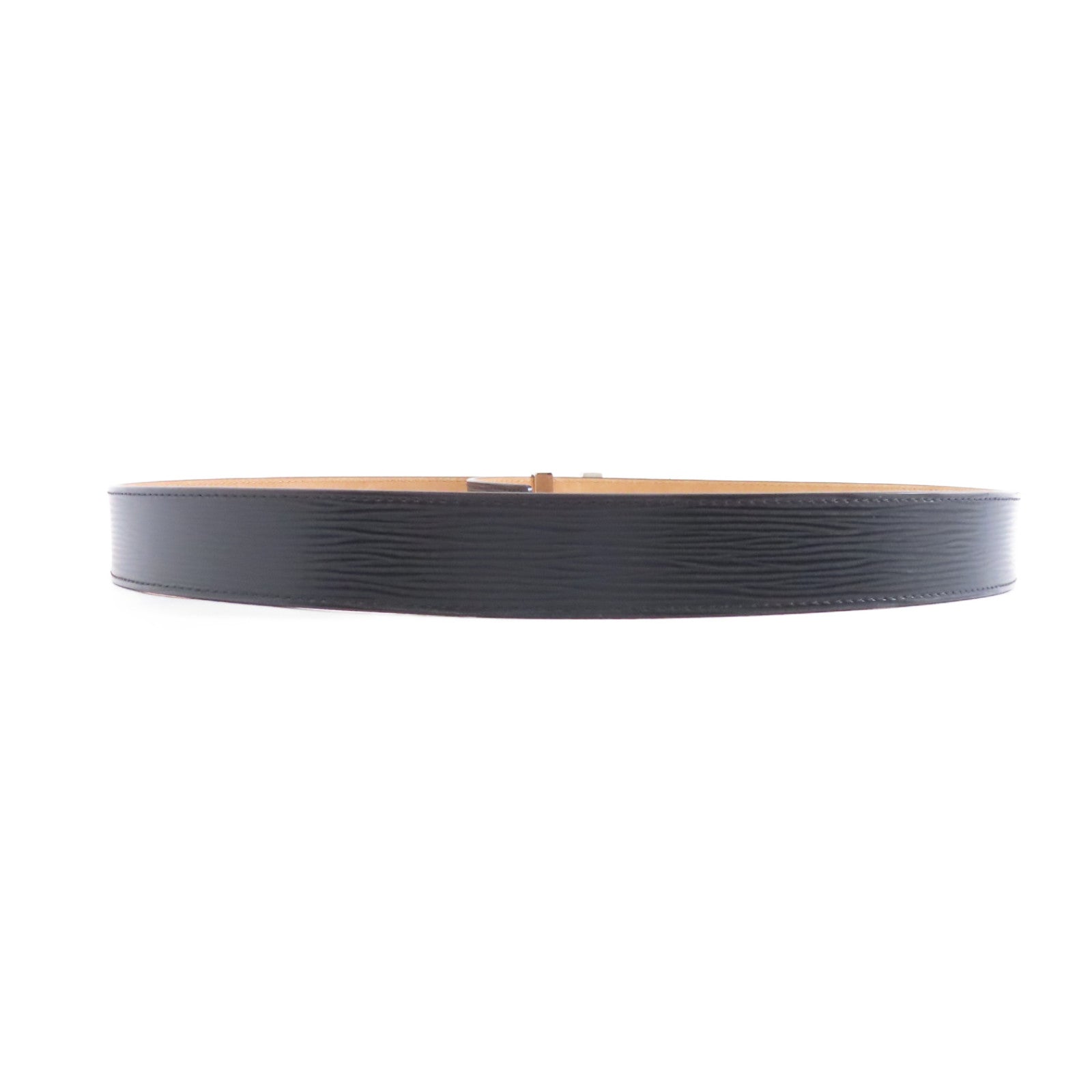 LOUIS VUITTON Epi Belt 90cm銀扣皮帶黑色
