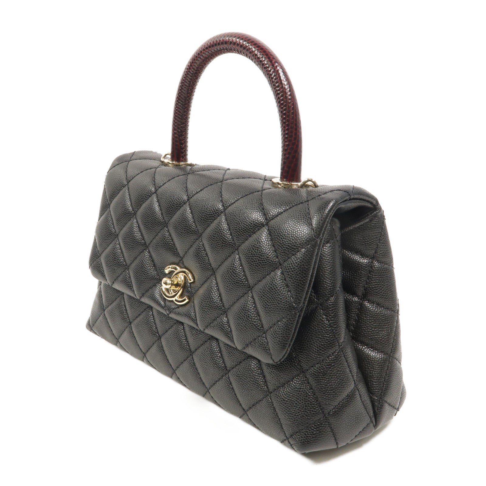 CHANEL 牛皮皮革Coco Handle Small鏈帶手挽肩背兩用袋