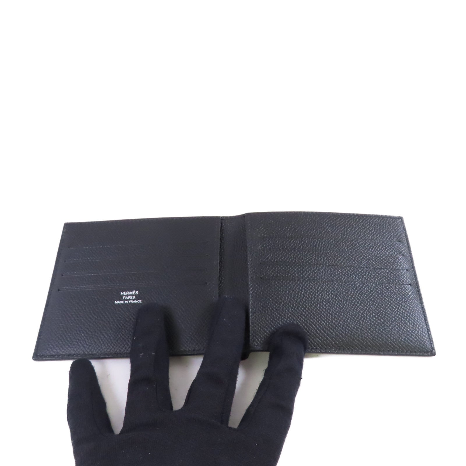 HERMES Epsom皮革Citizen Twill Compact Wallet短錢包Noir/黑色