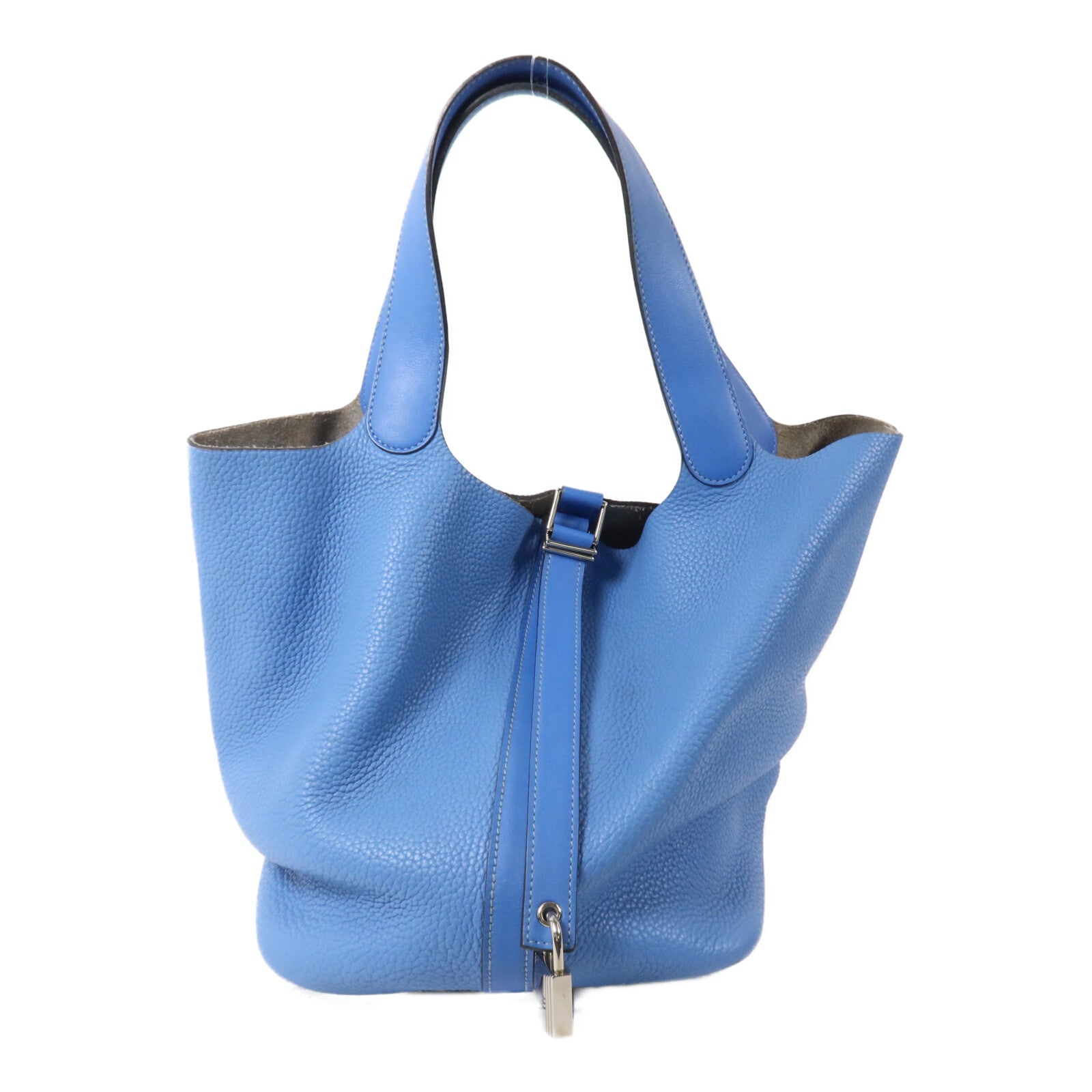 HERMES Clemence皮革Picotin GM手挽袋Bleu Paradis