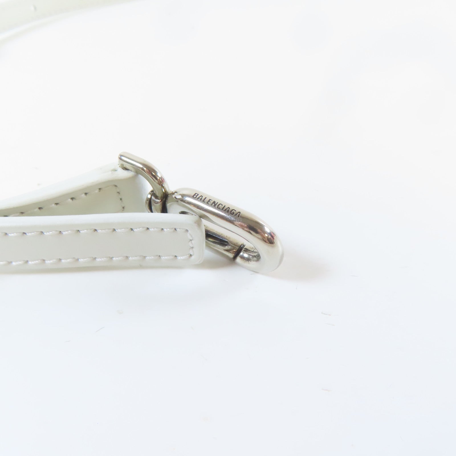 BALENCIAGA 牛皮皮革Hourglass銀扣手挽肩背兩用袋白色