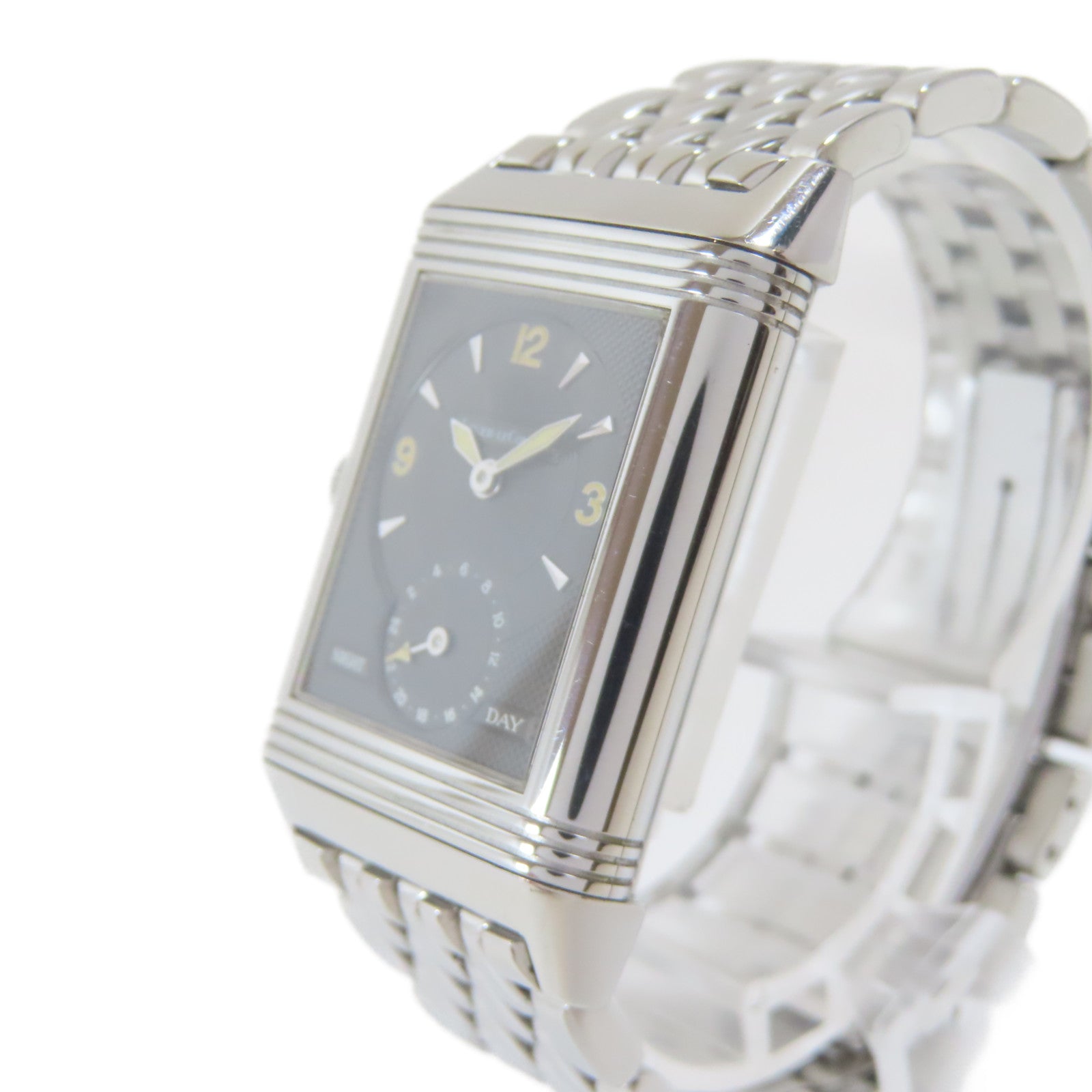 JAEGER-LECOULTRE Reverso不鏽鋼手錶自動機芯黑色/銀色#14.5cm