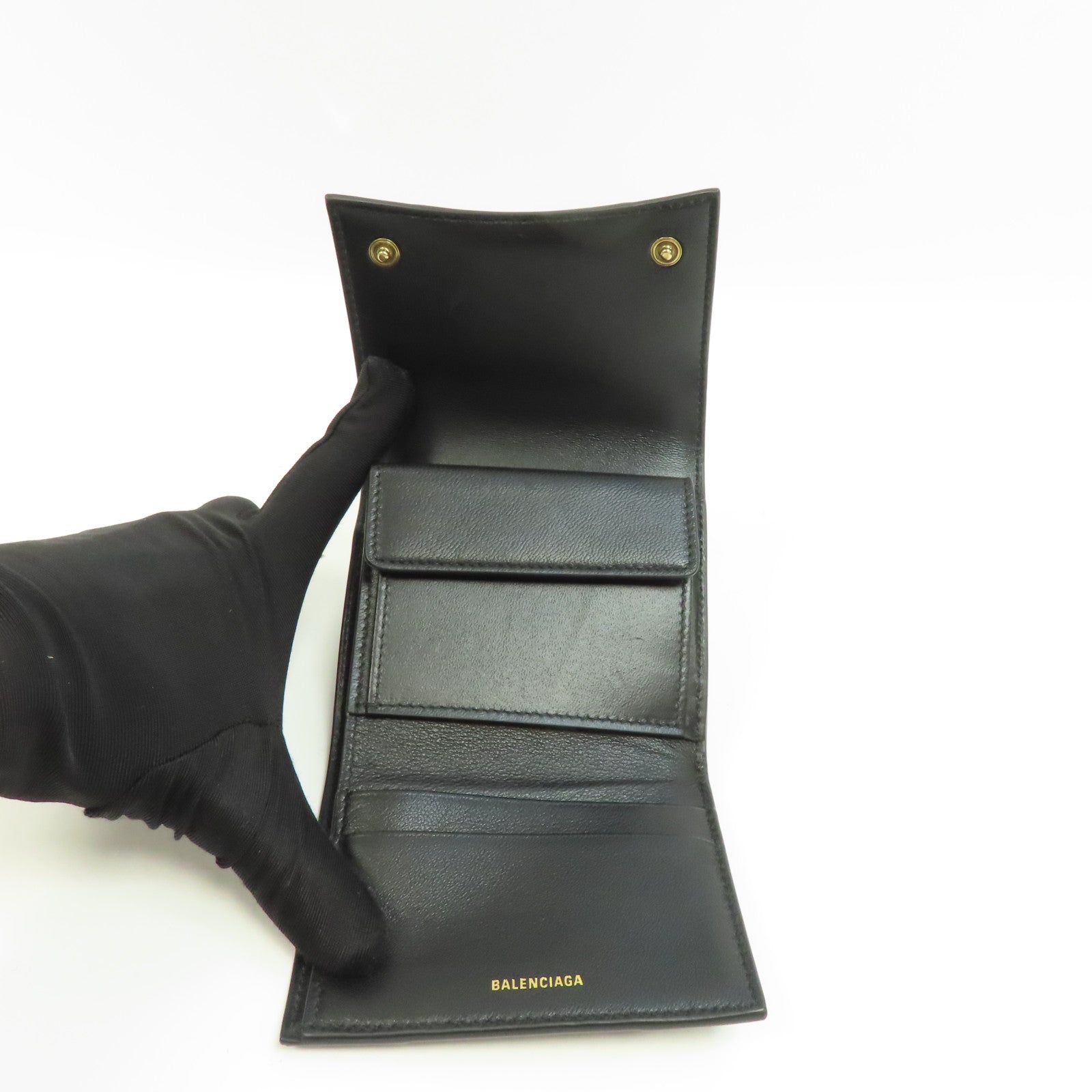 BALENCIAGA 牛皮皮革Wallet金扣錢包黑色