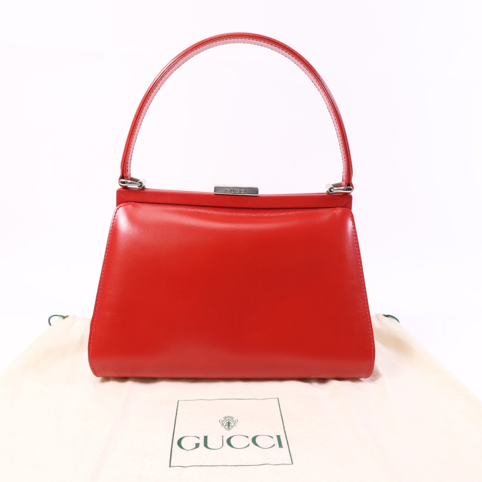 GUCCI 牛皮皮革Vintage Hand Bag銀扣手挽袋