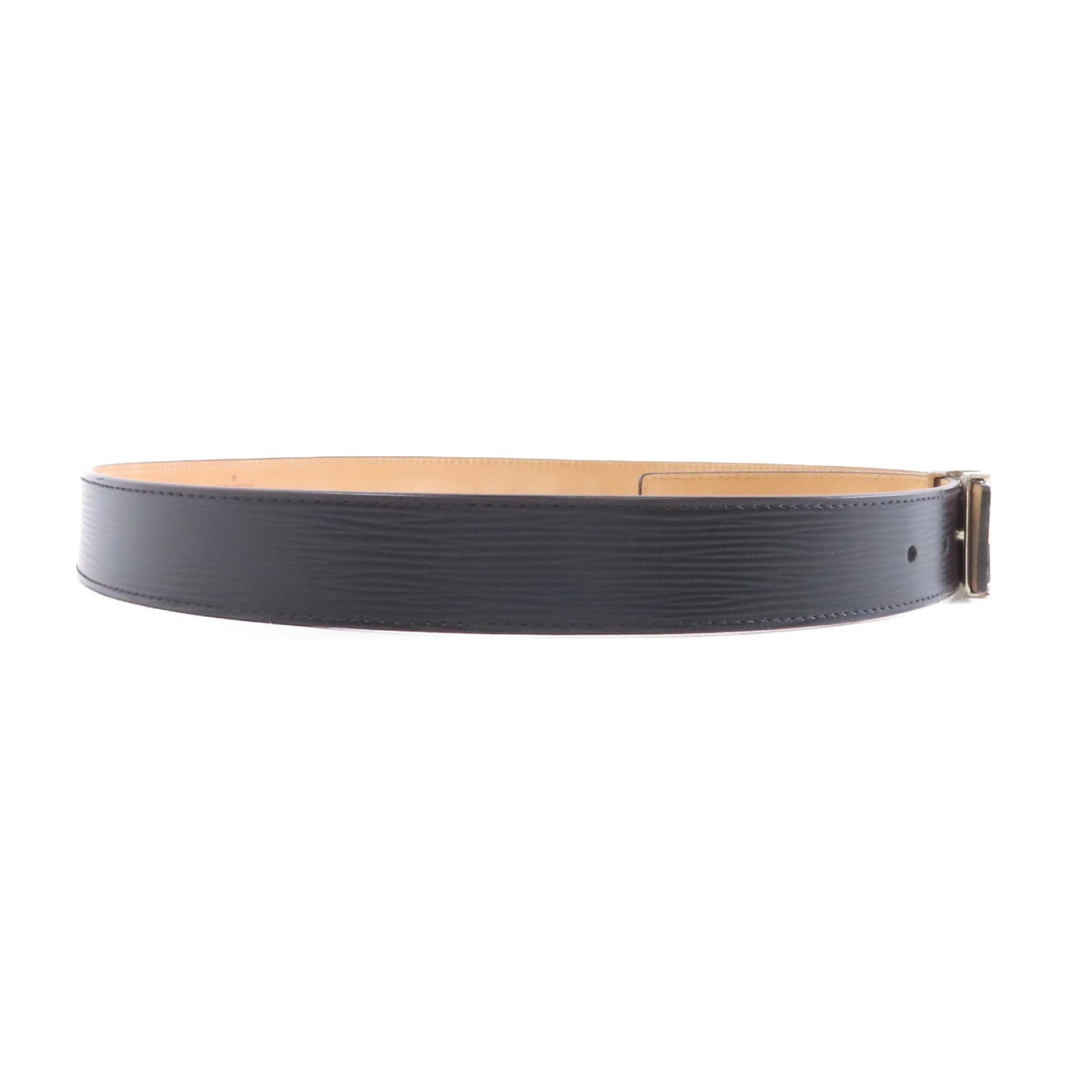 LOUIS VUITTON Epi Belt 90cm銀扣皮帶黑色
