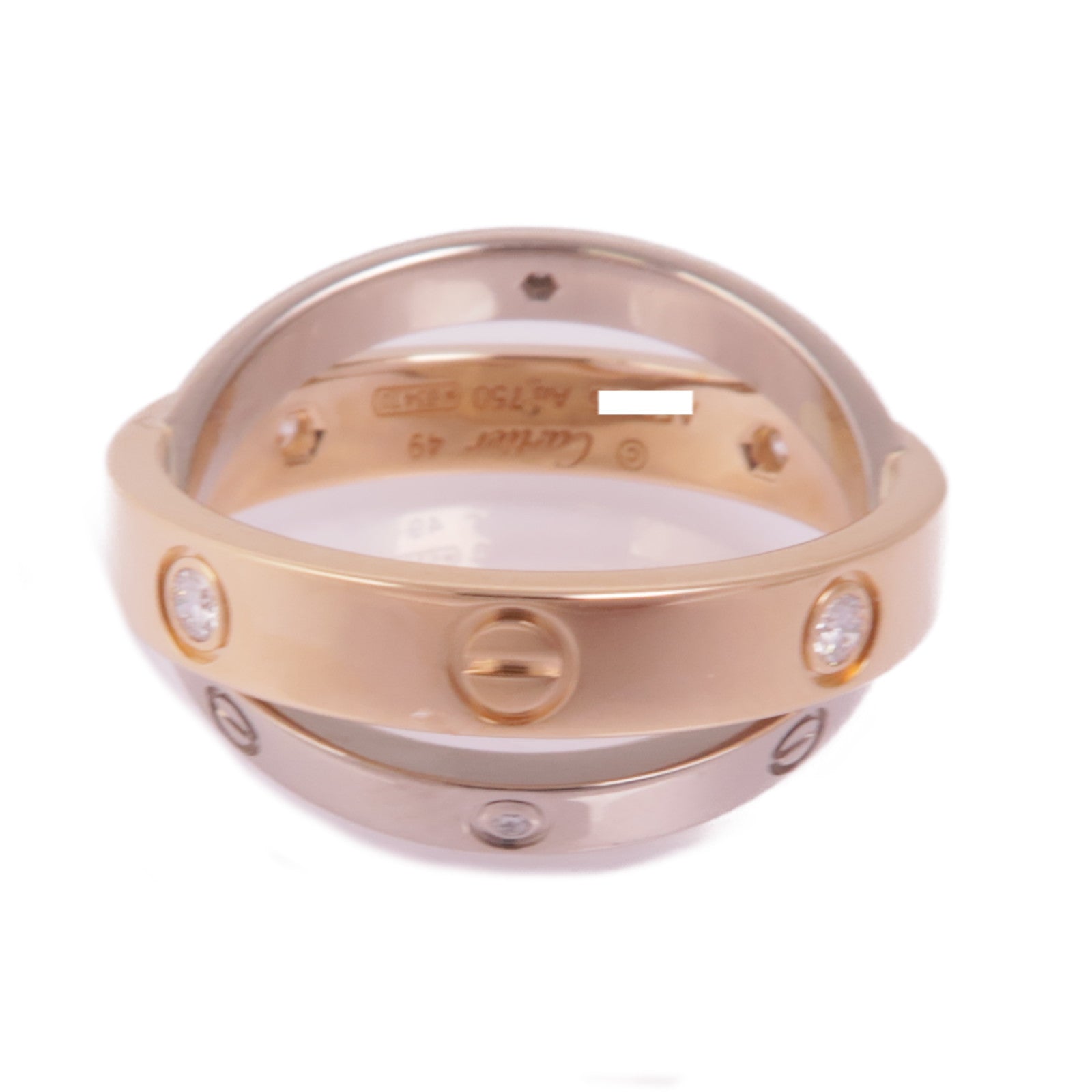 CARTIER 18K白金/玫瑰金Love Ring 6 Diamonds鑽石戒指Cartier#49/US#5.25