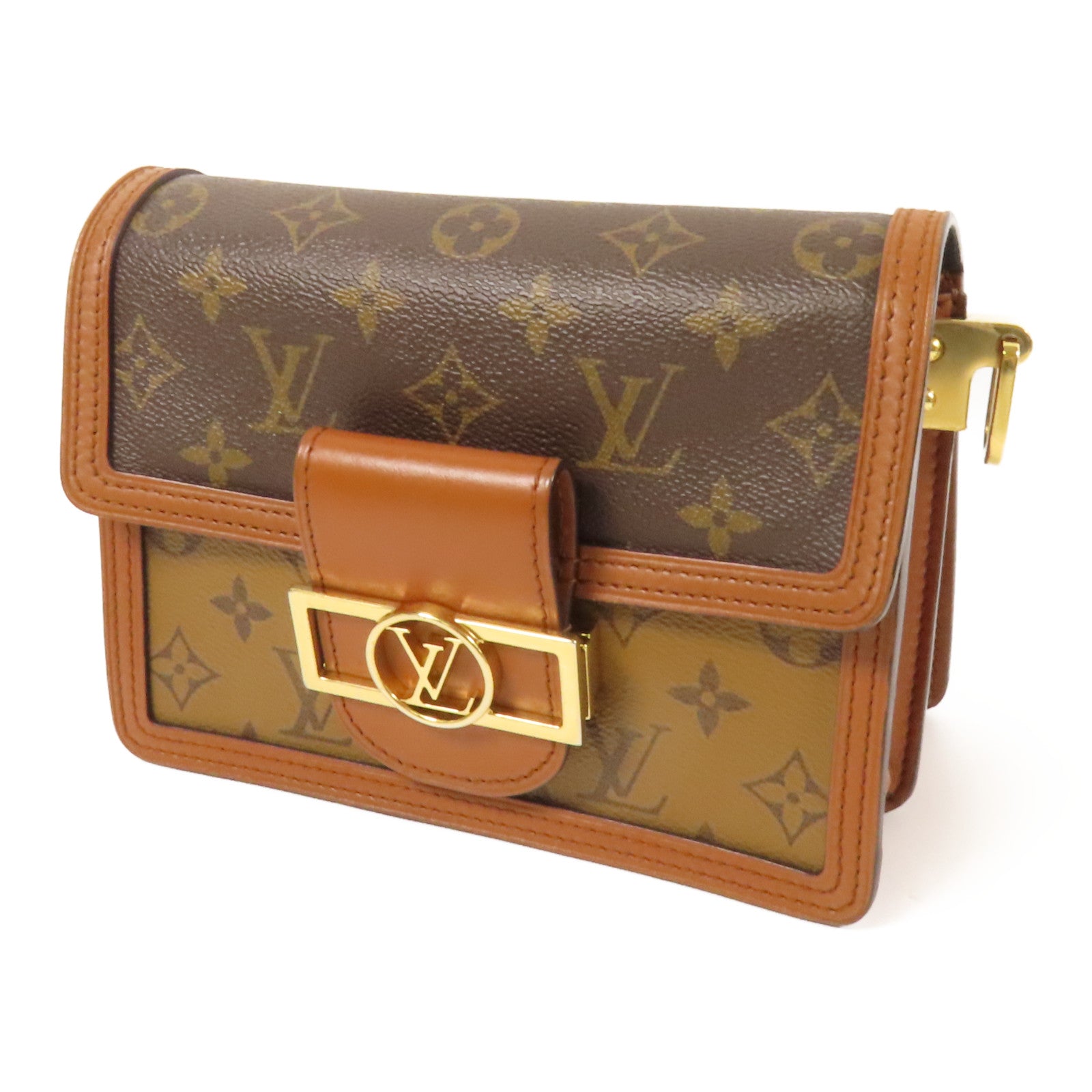 LOUIS VUITTON Monogram Reverse Mini Dauphine金扣肩背袋