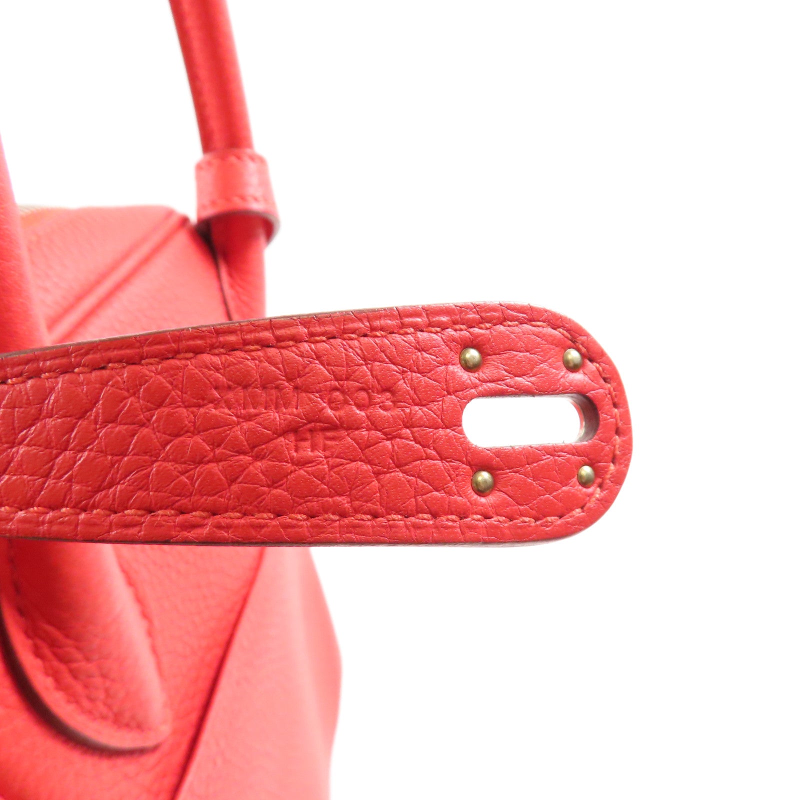 HERMES Clemence皮革Lindy 30銀扣手挽肩背兩用袋Rouge de Coeur