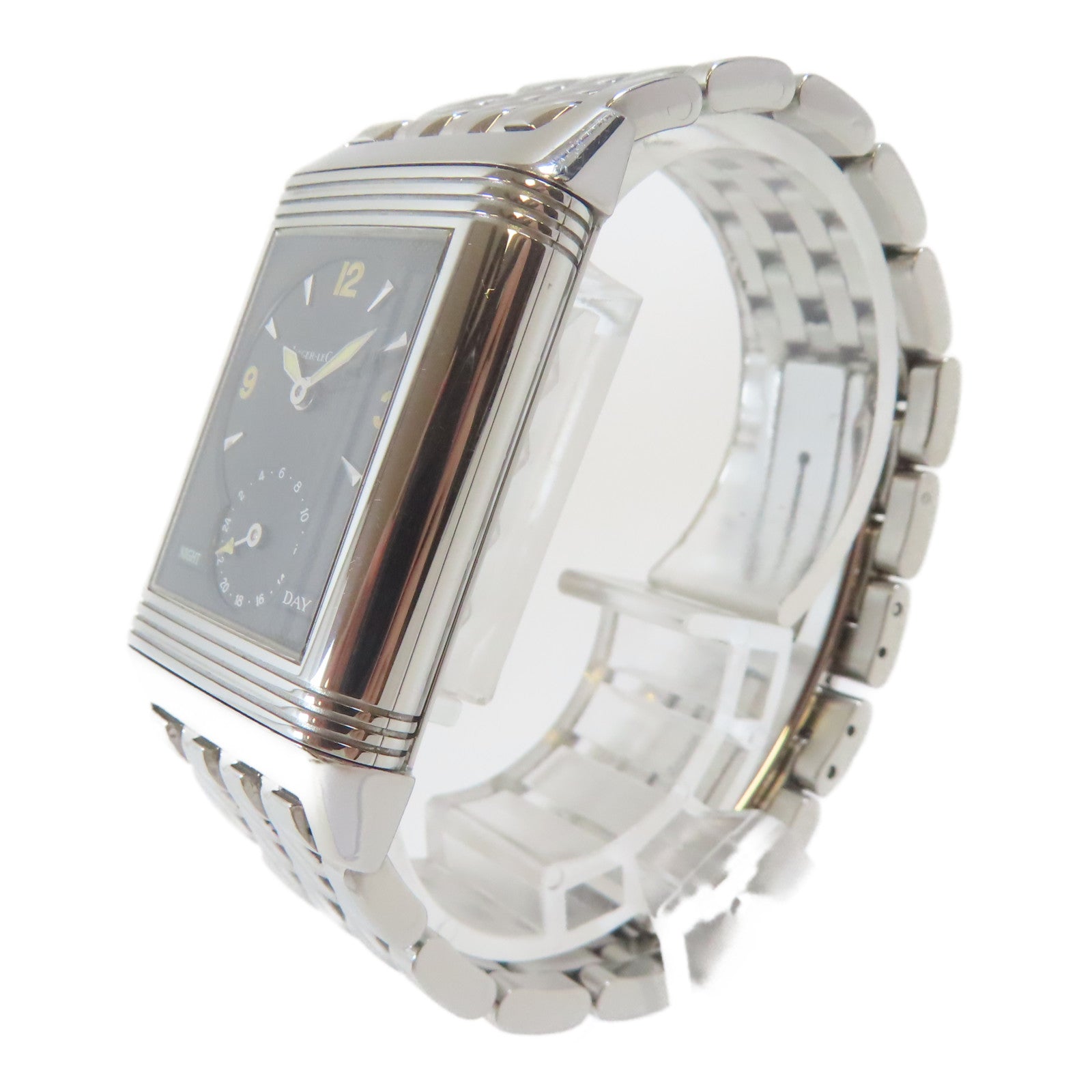 JAEGER-LECOULTRE Reverso不鏽鋼手錶自動機芯黑色/銀色#14.5cm