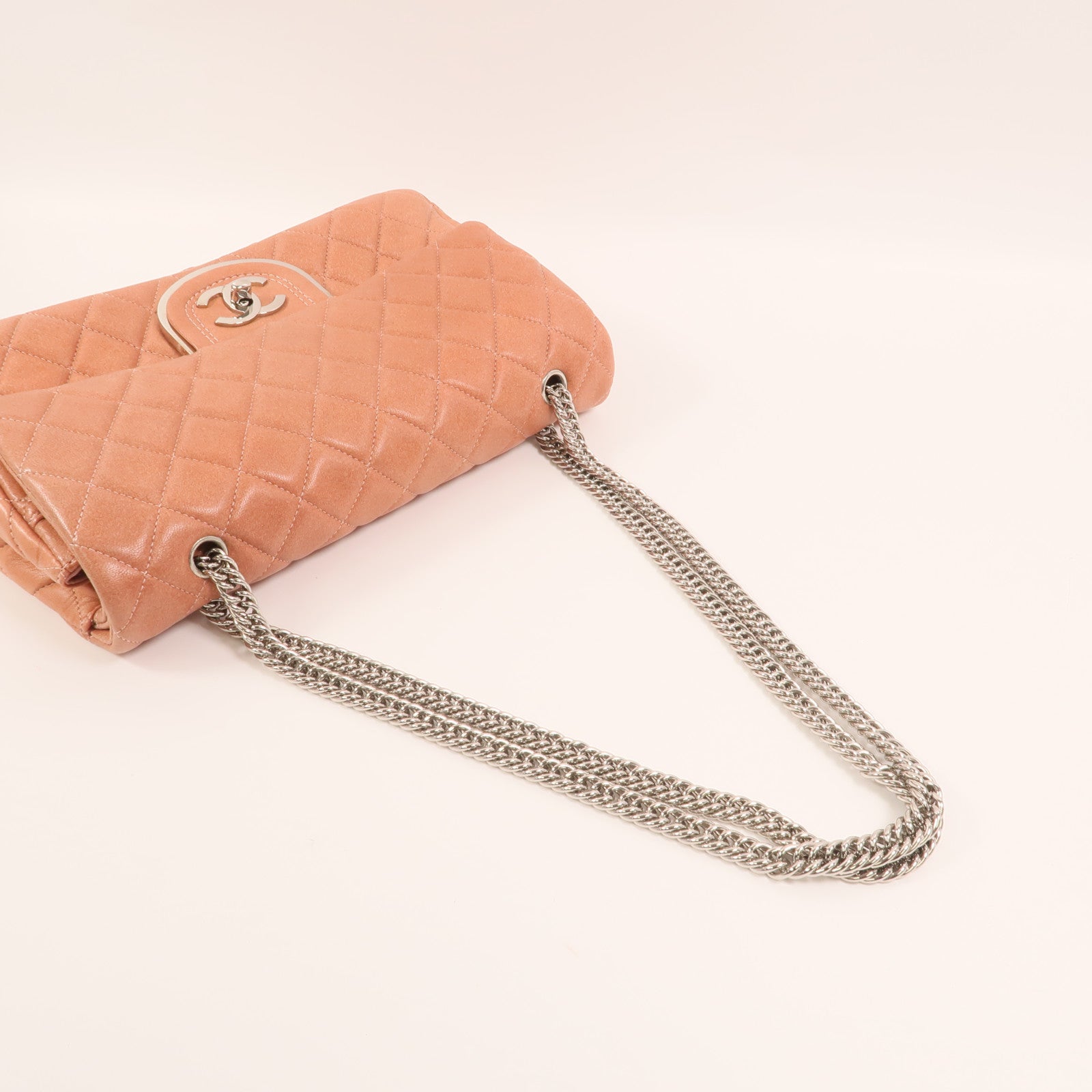 CHANEL 羊皮皮革Chain Shoulder銀扣鏈帶肩背袋