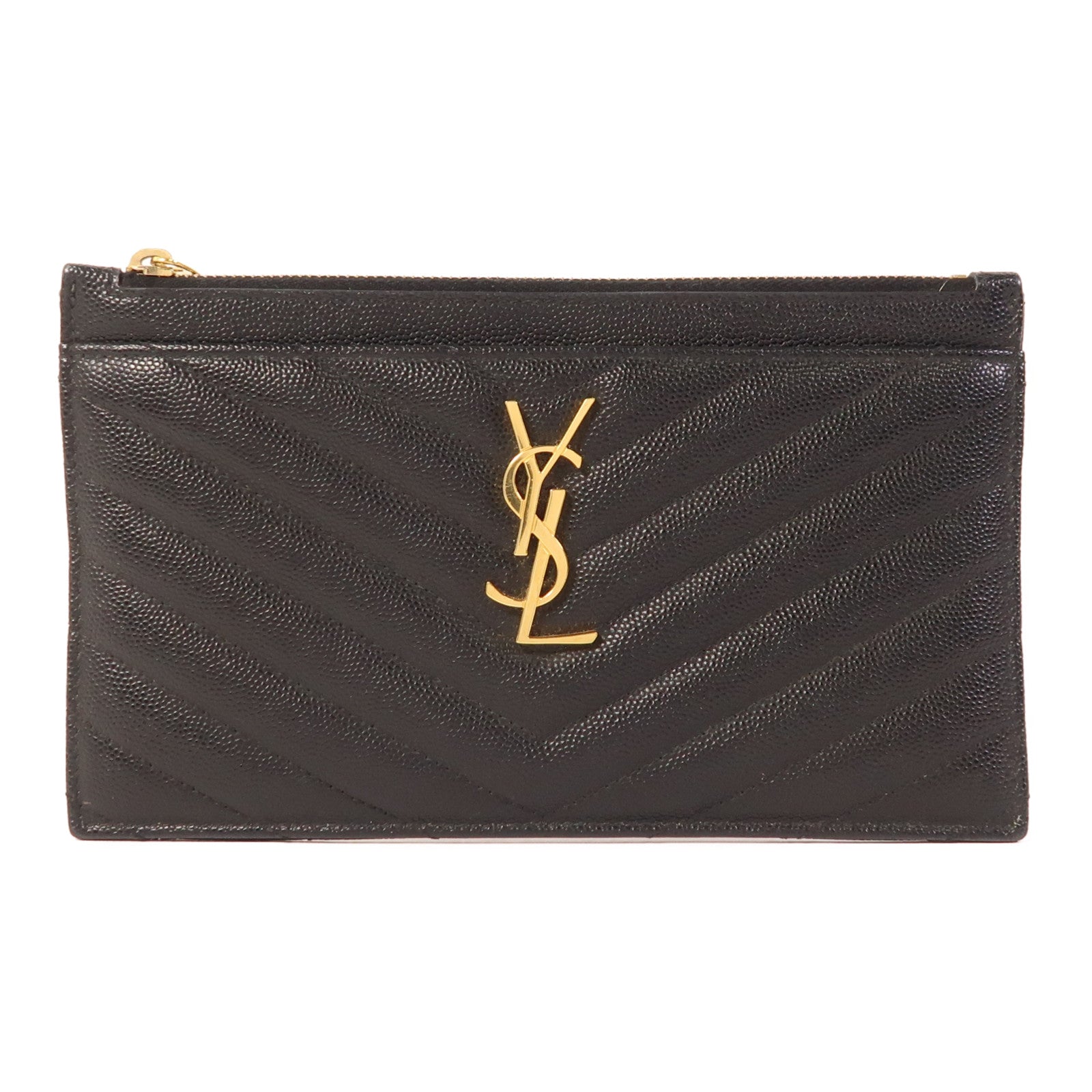 YVES SAINT LAURENT 牛皮皮革Pouch金扣手拿包