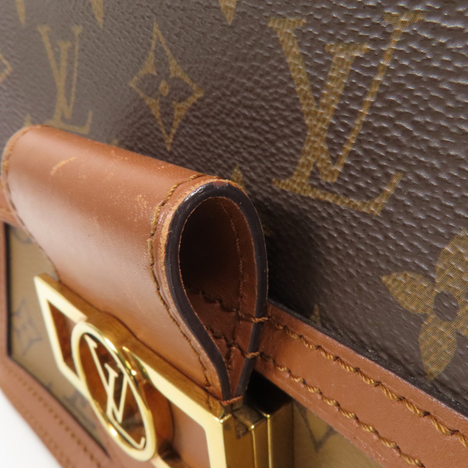 LOUIS VUITTON Monogram Reverse Mini Dauphine肩背袋棕色