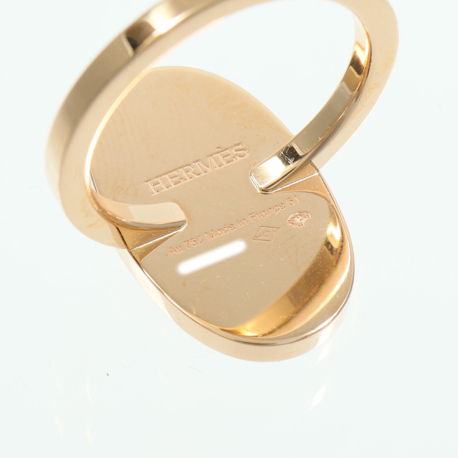 HERMES 18K玫瑰金Chain D'ancre Verso Ring陶瓷/鑽石戒指