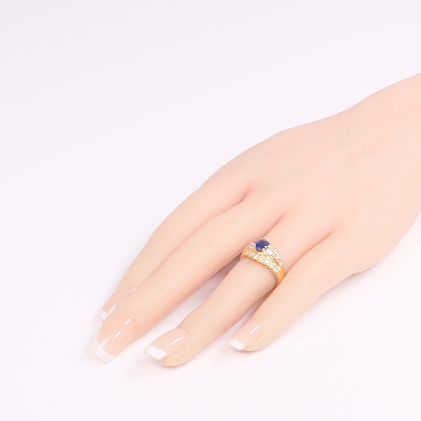 JEWELRY 【激減優惠】18K黃金Sapphire Diamond Ring藍寶石/鑽石戒指US#5.75