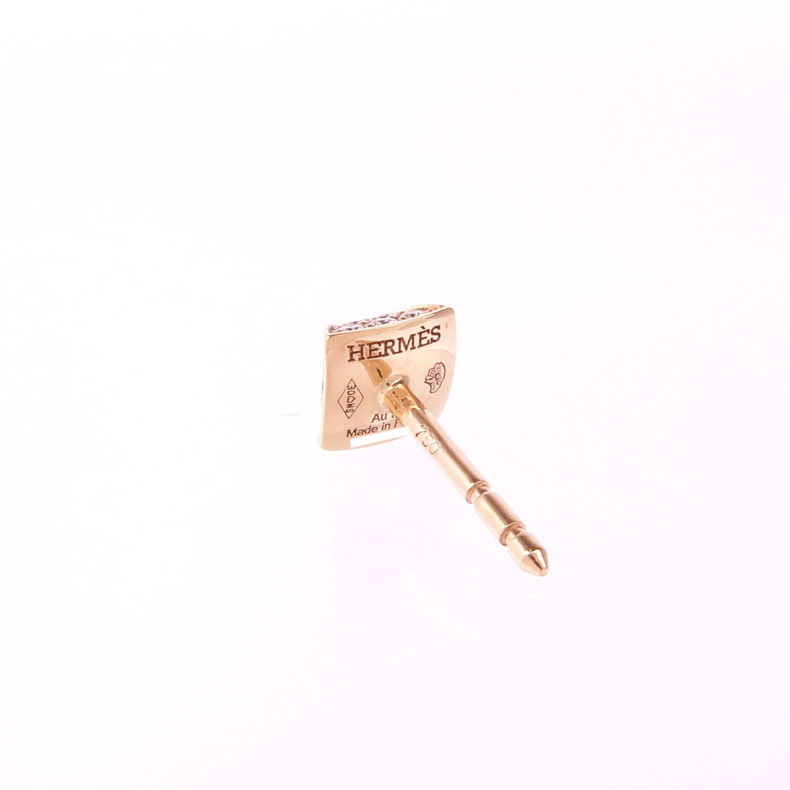 HERMES 18K玫瑰金Clou d'H Earrings鑽石耳環