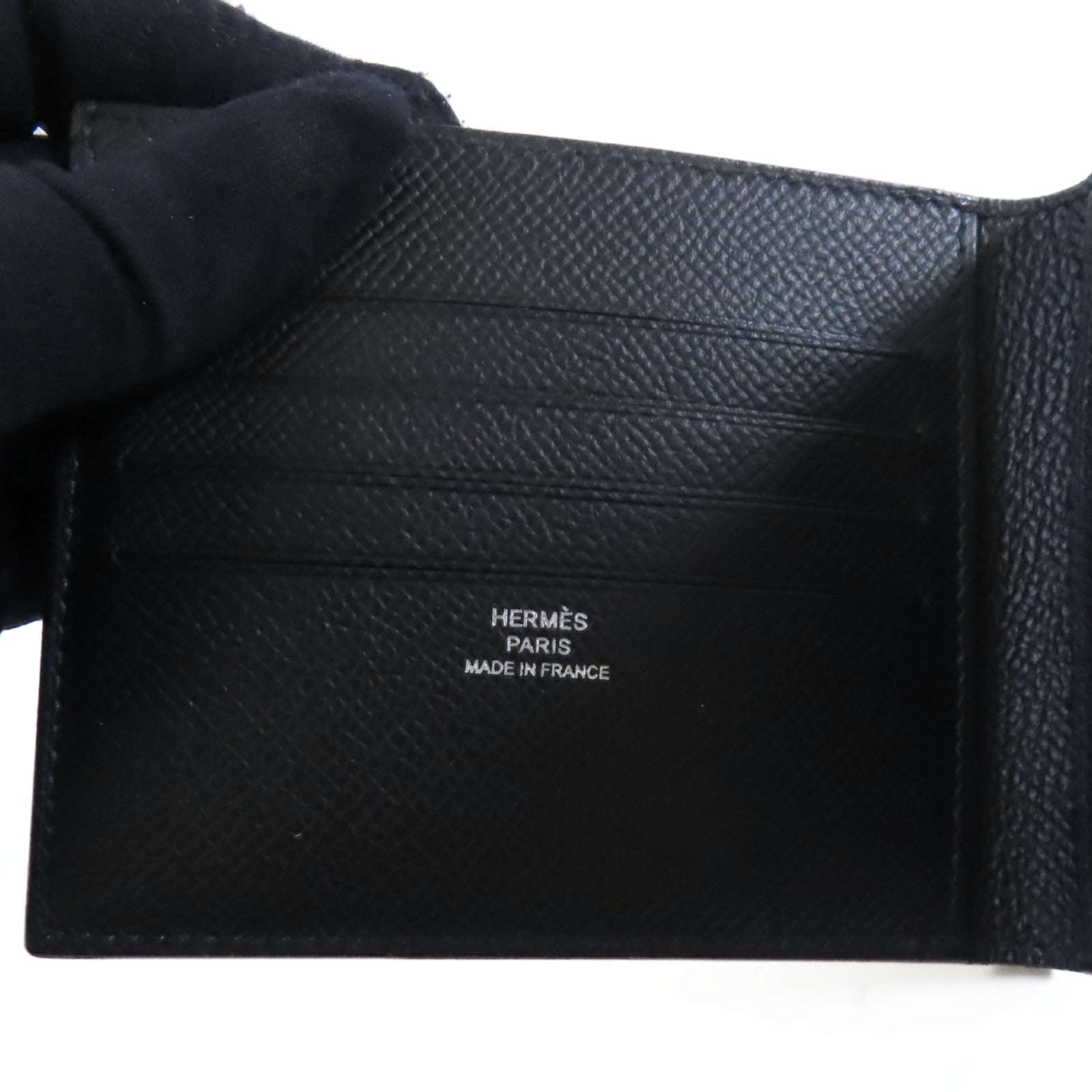 HERMES Epsom皮革Citizen Twill Compact Wallet短錢包Noir/黑色