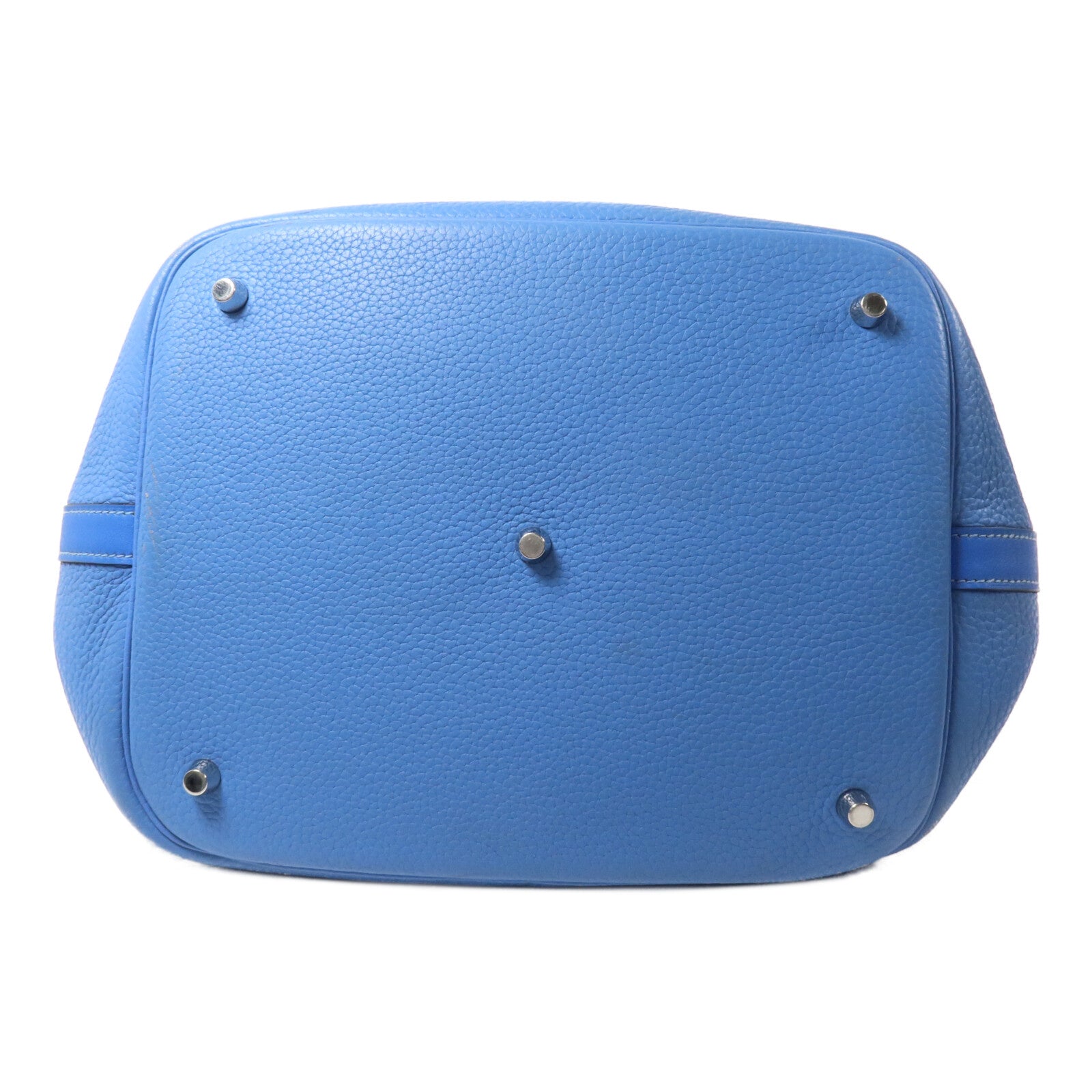 HERMES Clemence皮革Picotin GM手挽袋Bleu Paradis