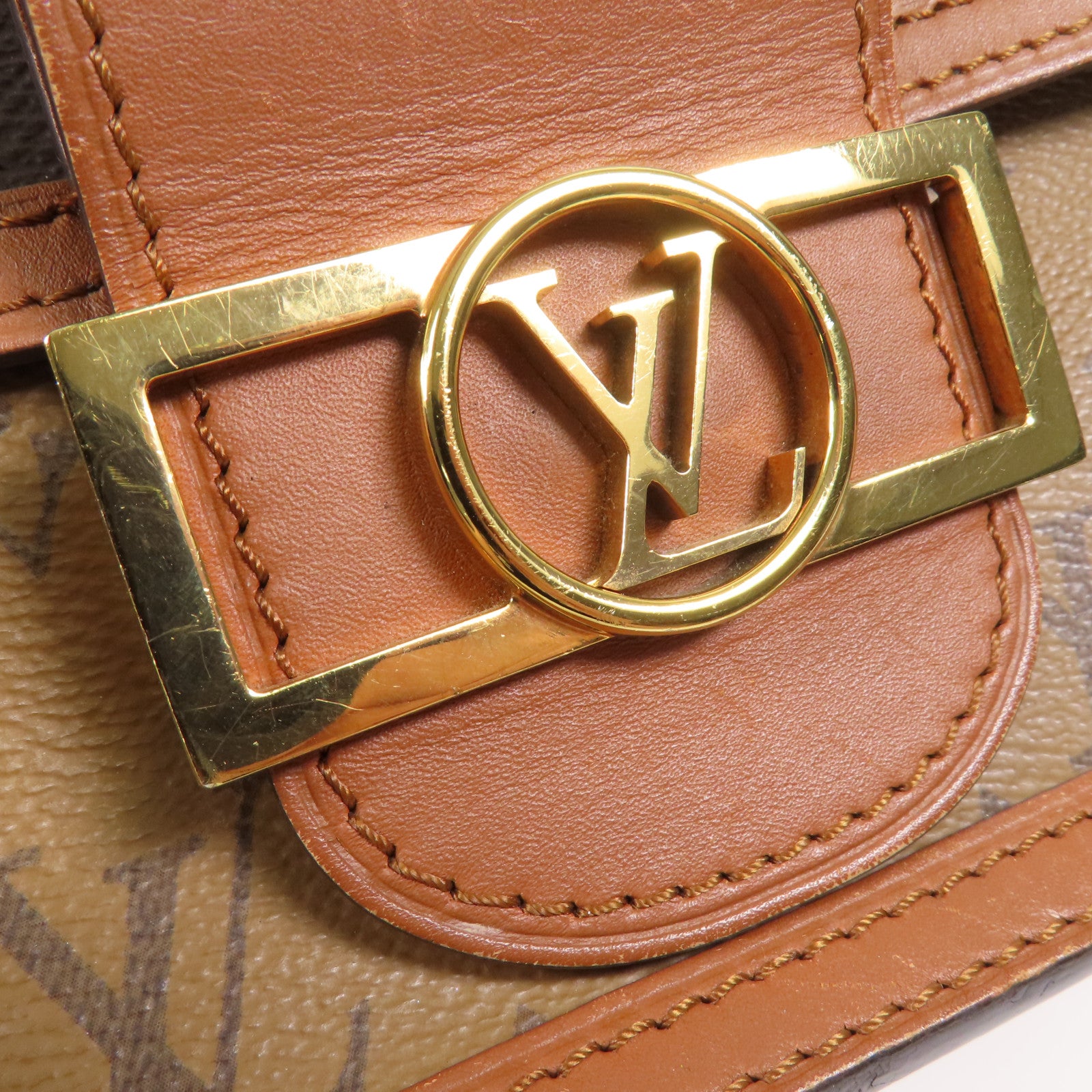 LOUIS VUITTON Monogram Reverse Mini Dauphine肩背袋棕色