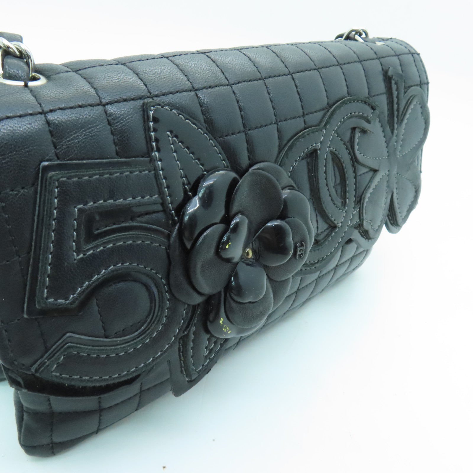 CHANEL 【清倉大減價】牛皮皮革Chain Shoulder Bag銀扣鏈帶肩背袋黑色